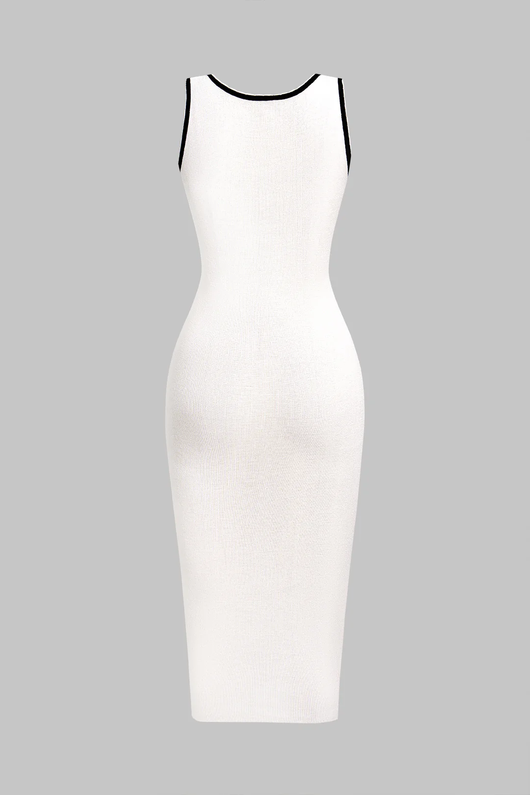 Knit Contrast Round Neck Sleeveless Dress - Image 2