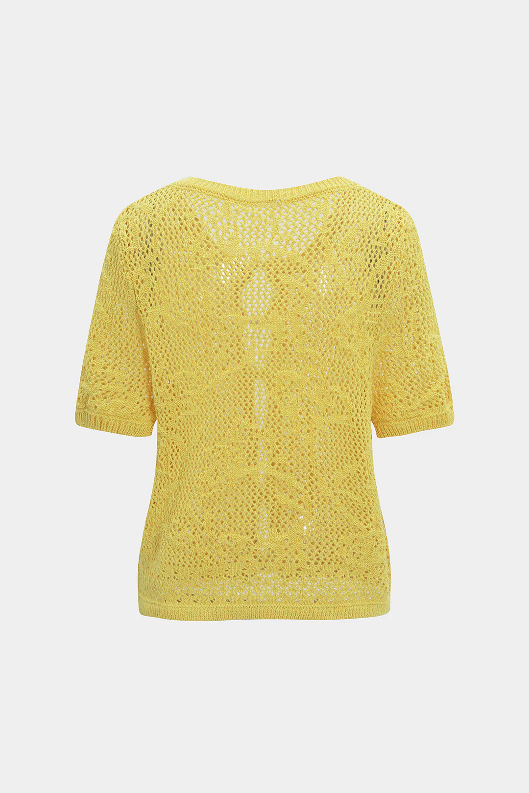 Knit Hollow Out Button Short-Sleeve Top - Image 2