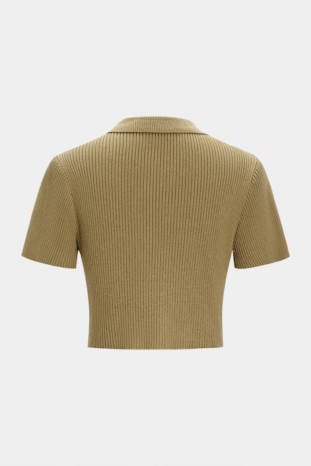 Knit Contrast Asymmetrical Metallic Button Short-Sleeve Top - Image 2