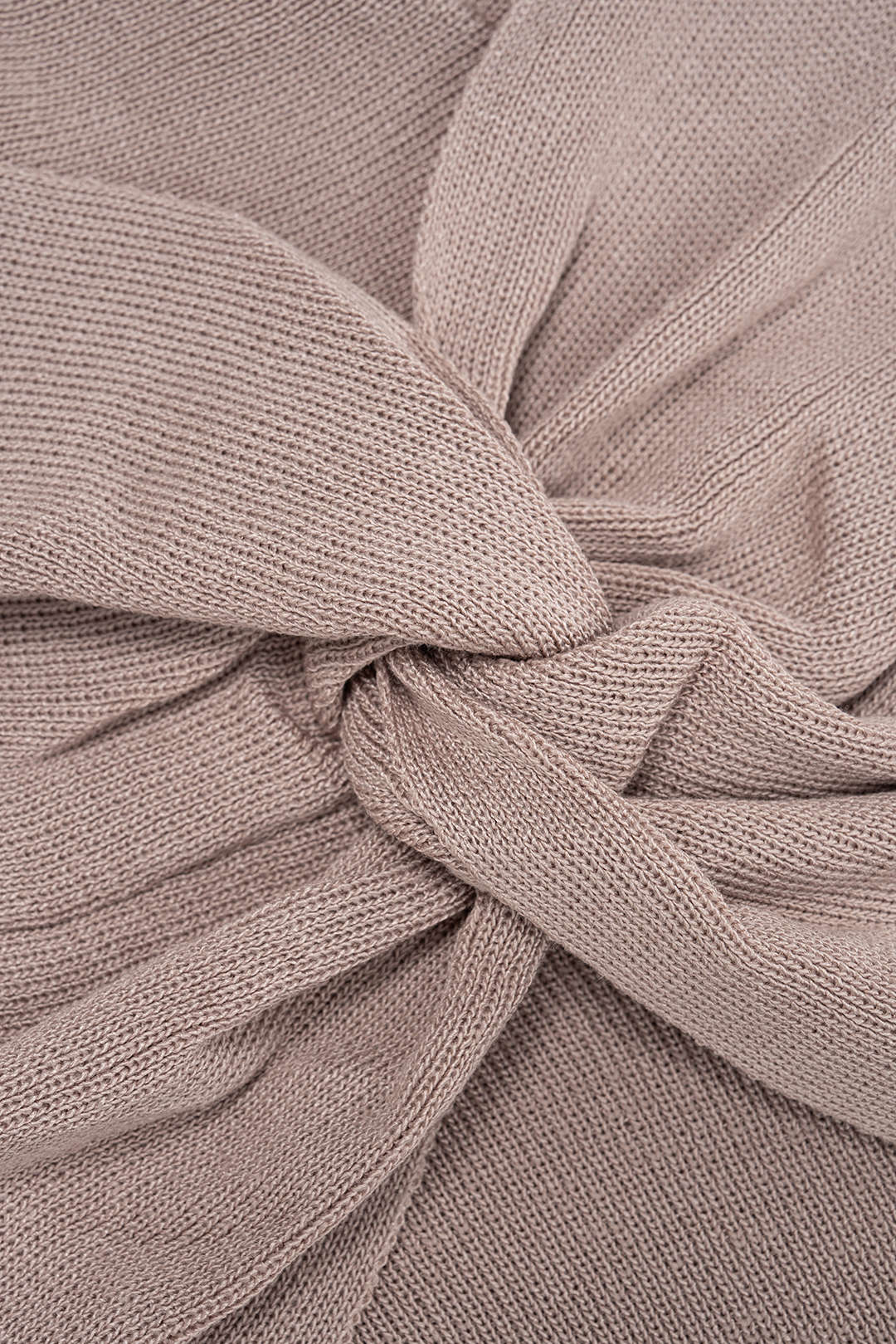 Knit V-Neck Twist Knot Ruched Short-Sleeve Top - Image 3