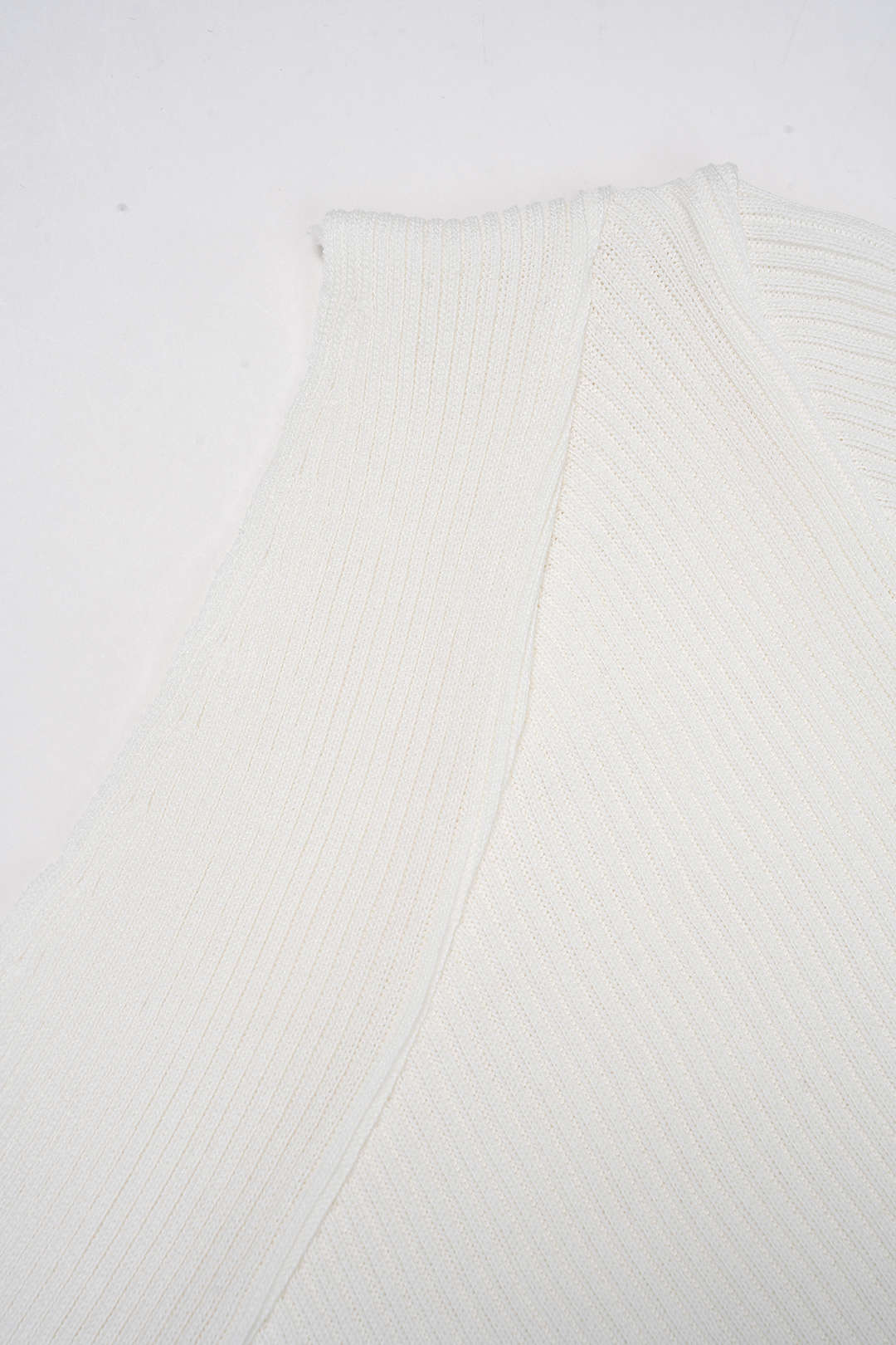 Knit Solid One Shoulder Short-Sleeve Top - Image 3