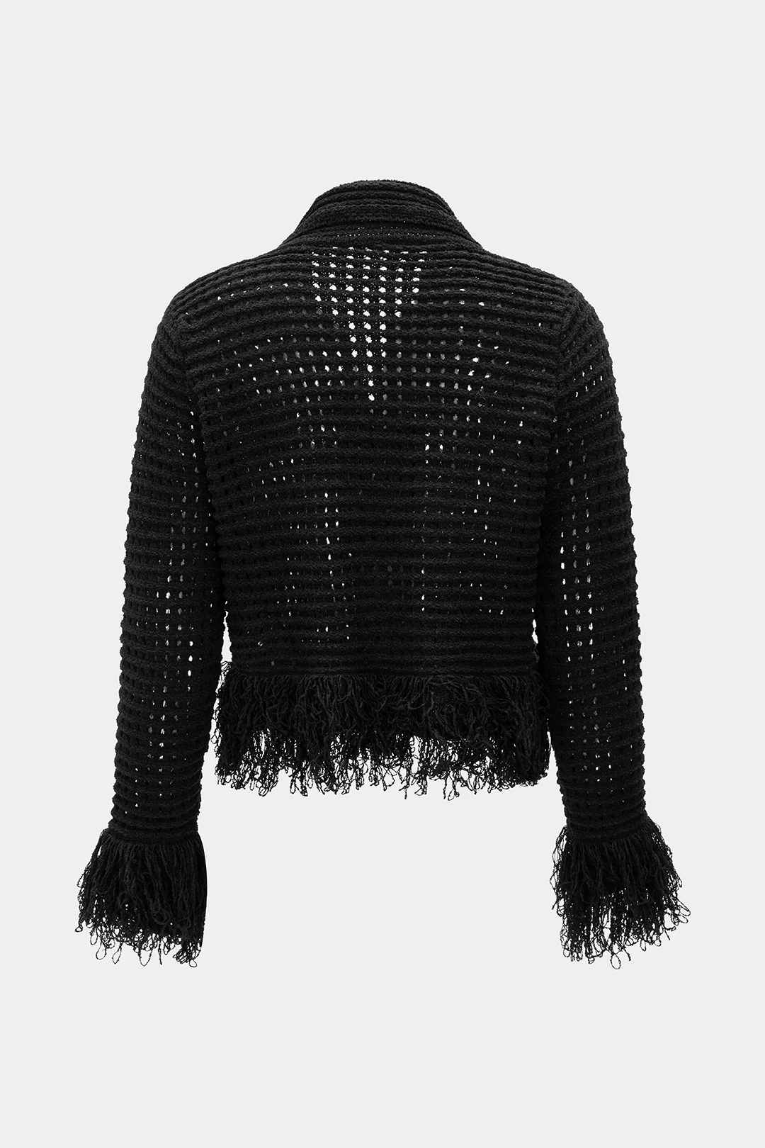 Knit Fringe Cut Out Long-Sleeve Top - Image 2