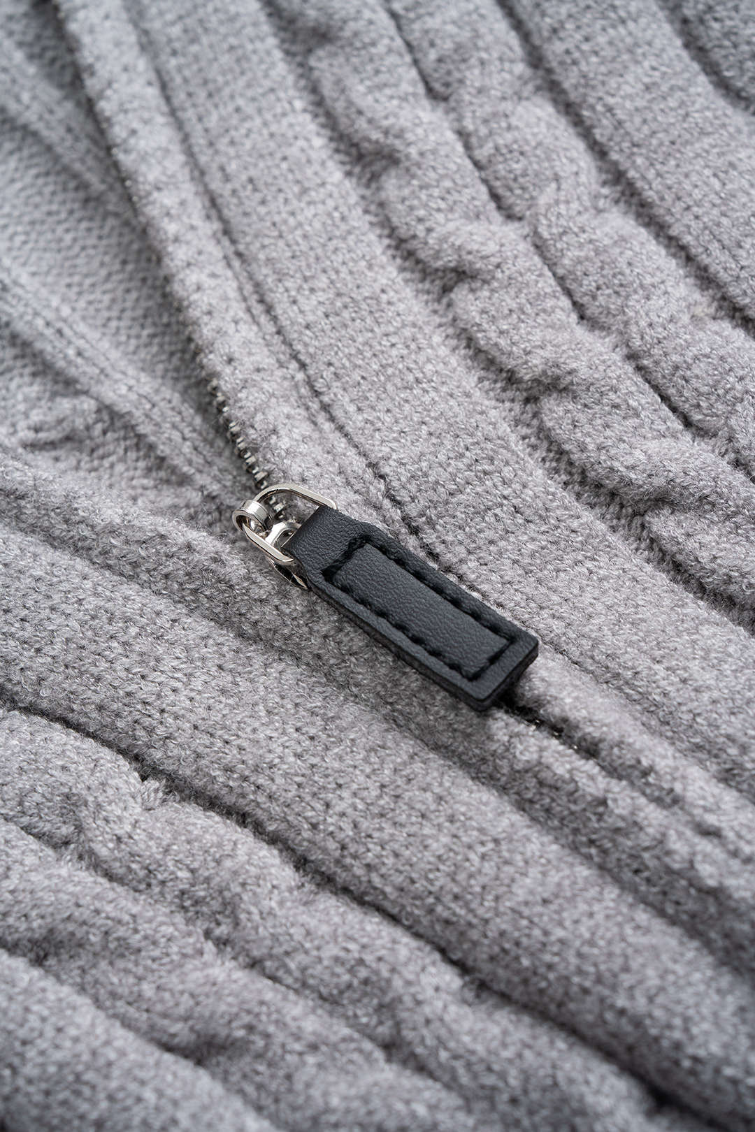Cable Knit Zipper Hooded Cardigan - Image 3
