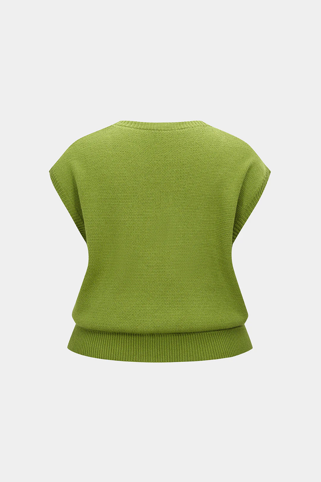 Plus Size Knit Plaid Print V-Neck Vest - Image 2