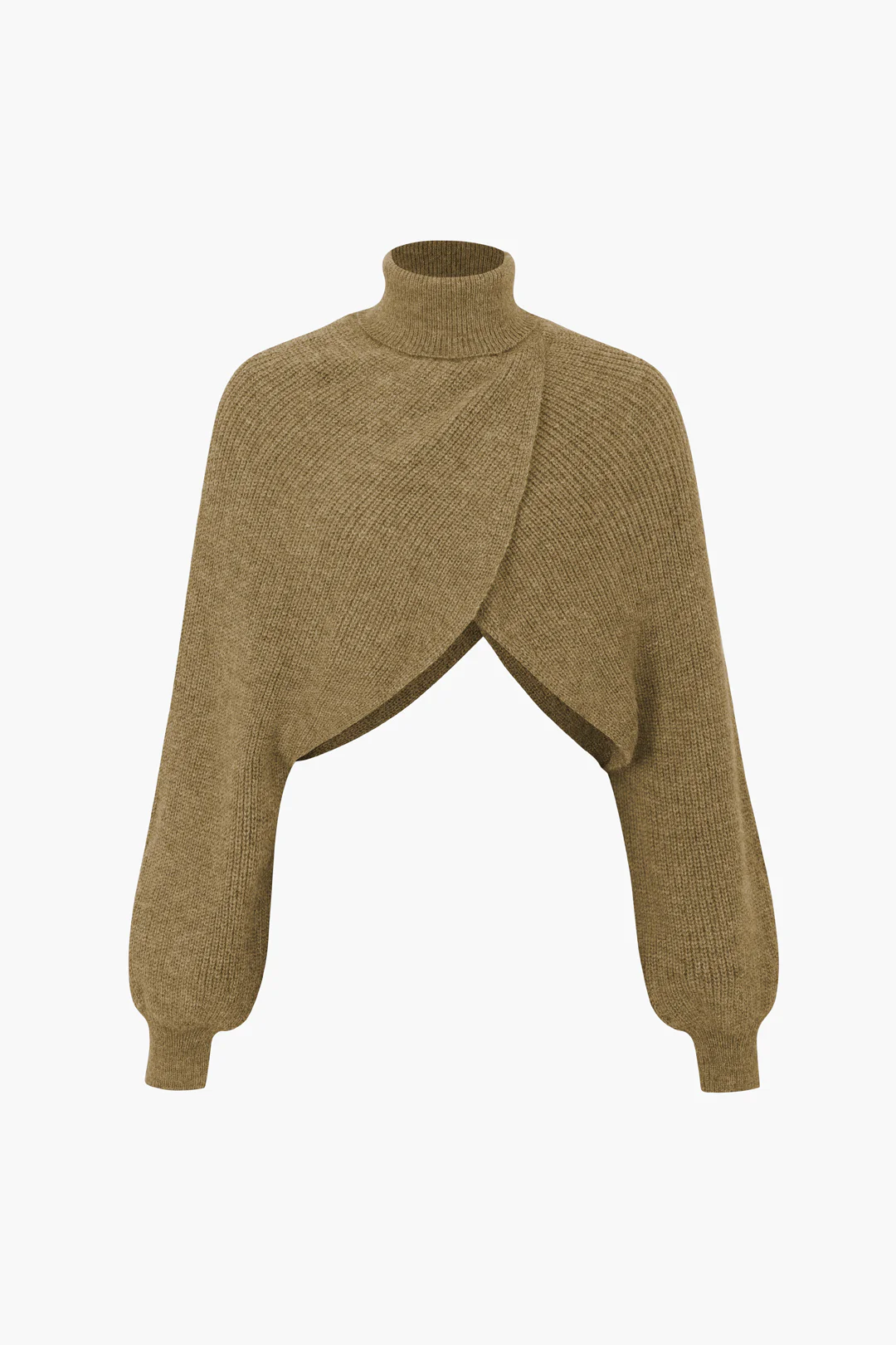 Batwing Sleeve Turtleneck Crop Sweater - Image 3