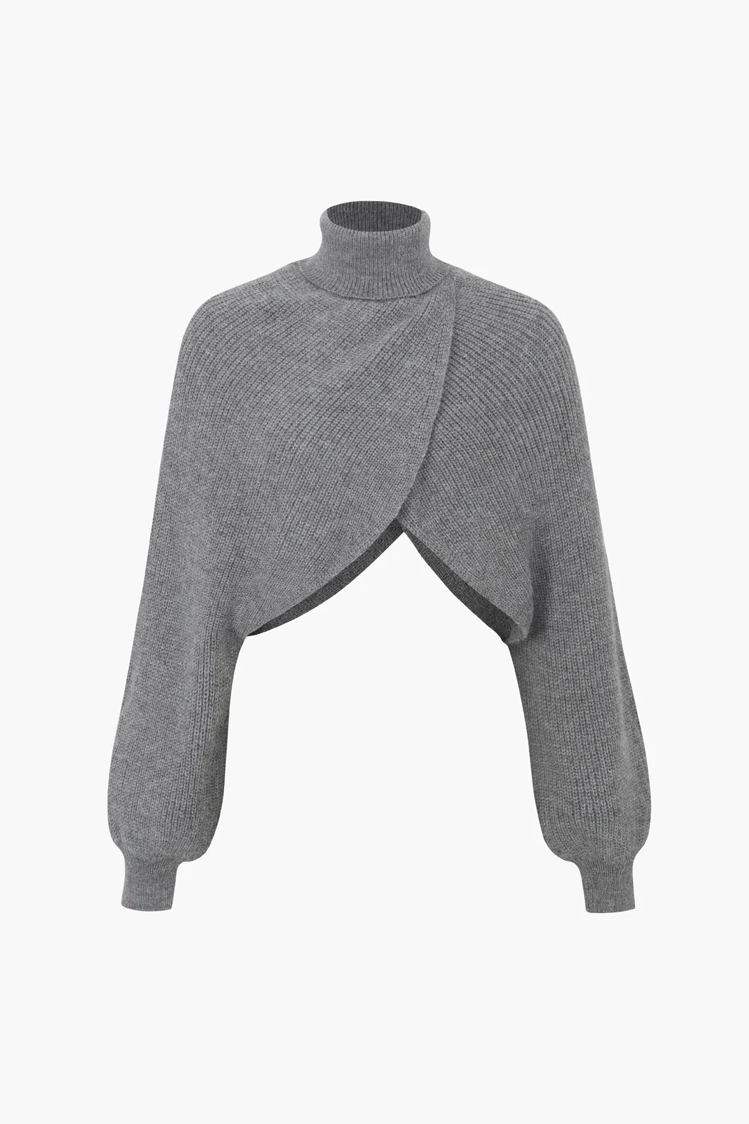 Batwing Sleeve Turtleneck Crop Sweater - Image 6