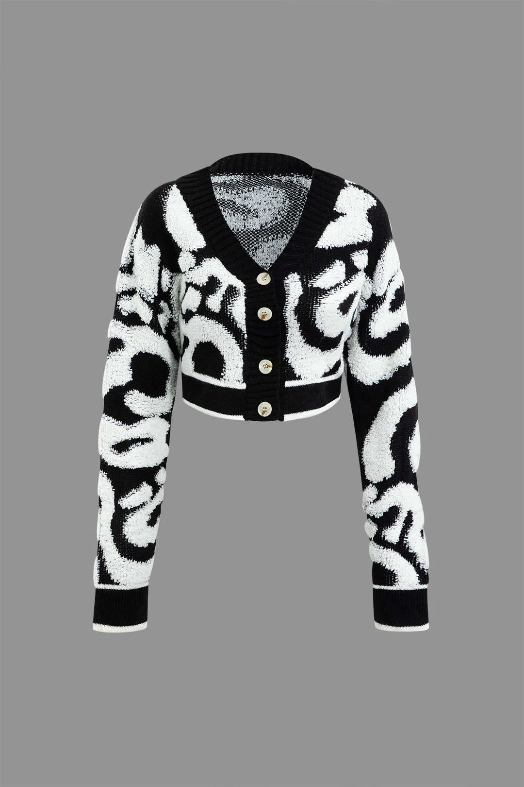 Colorblock V-neck Knit Button Up Cardigan - Image 5