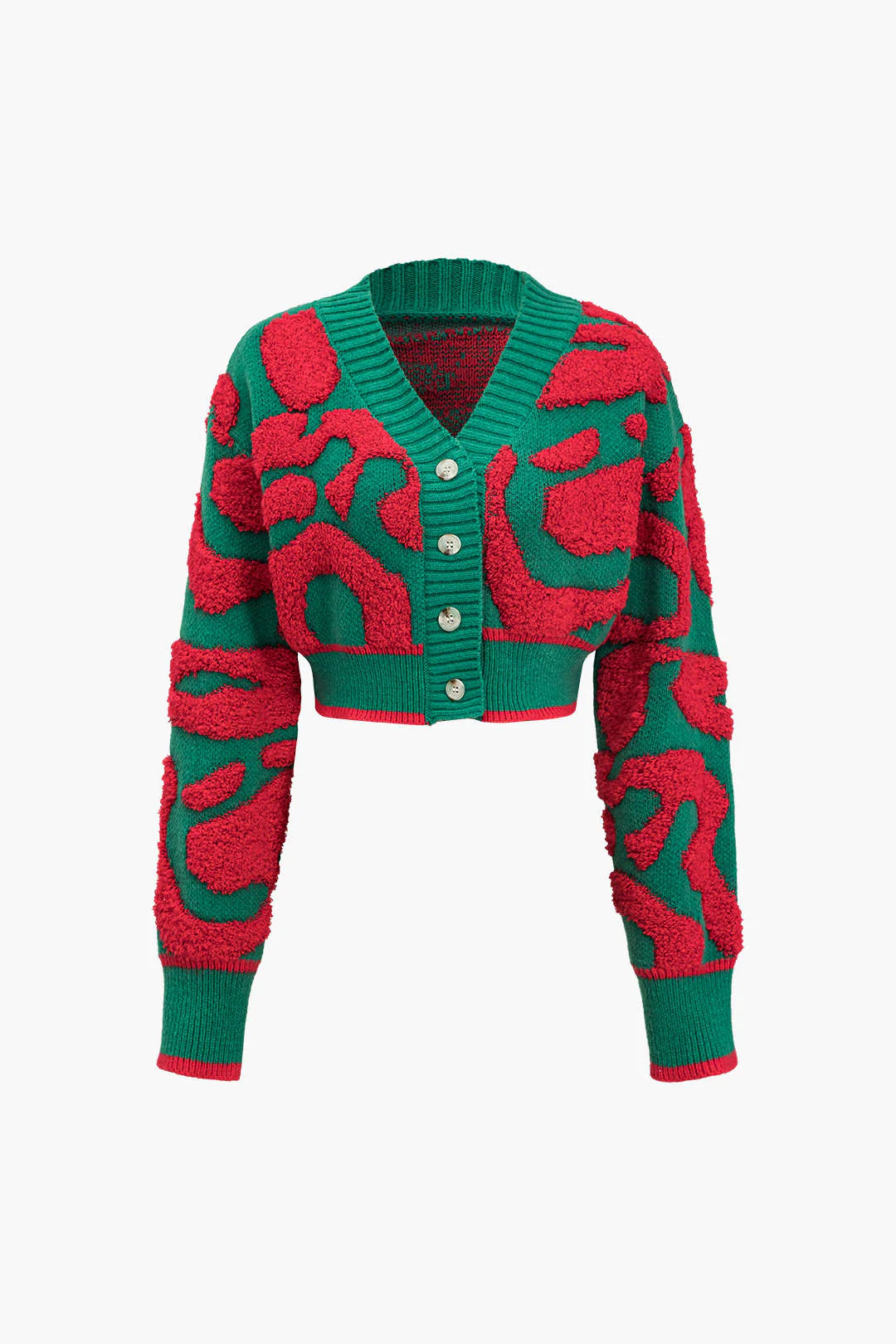 Colorblock V-neck Knit Button Up Cardigan - Image 9