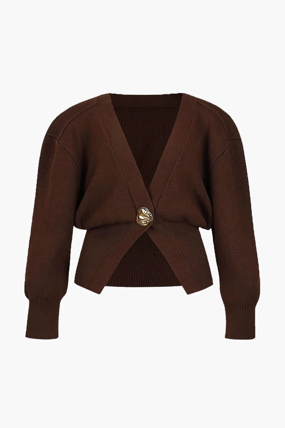 Plus Size Solid Knit V-neck Cardigan - Image 3