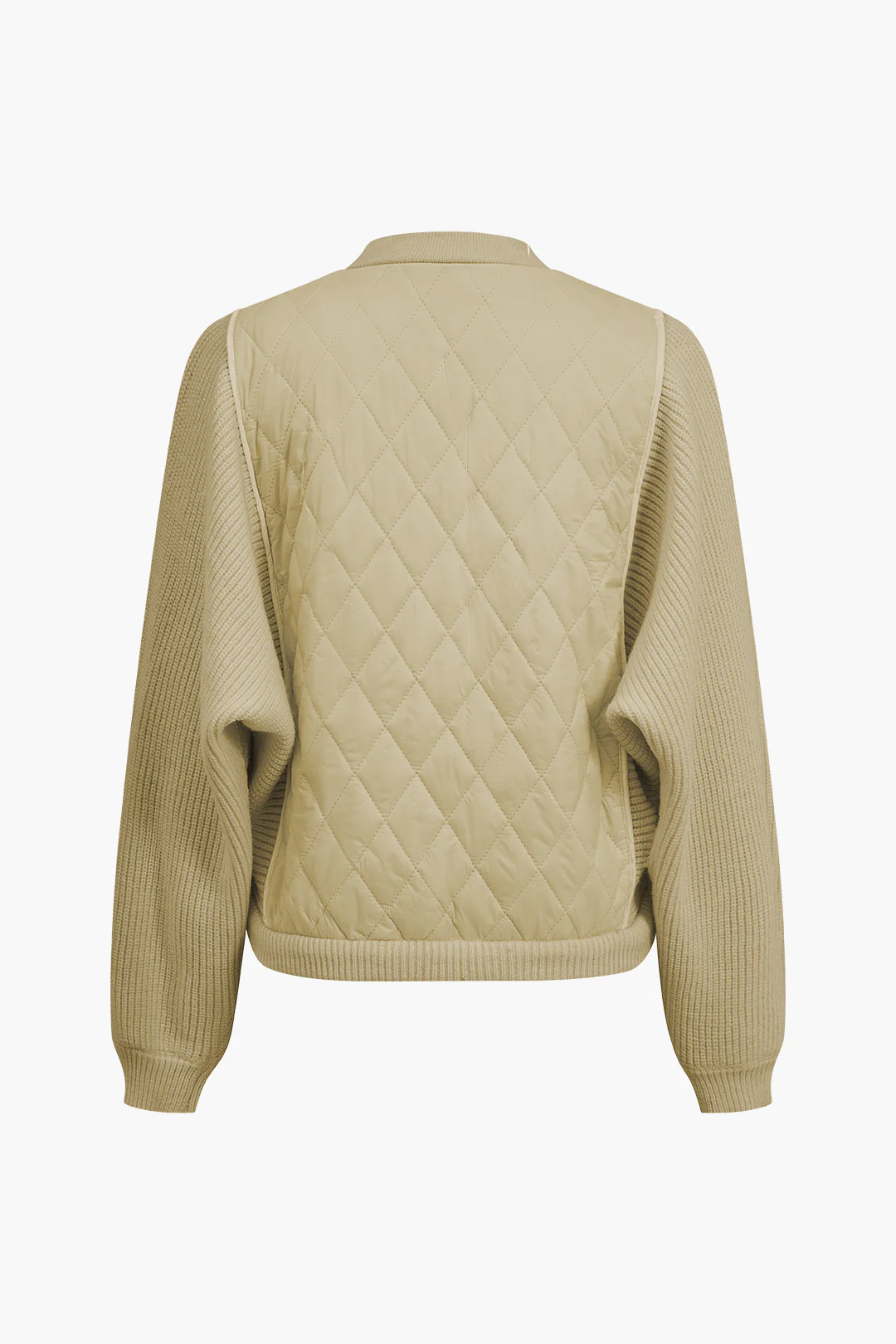 Knit Patchwork Zipper Cardigan - Image 2