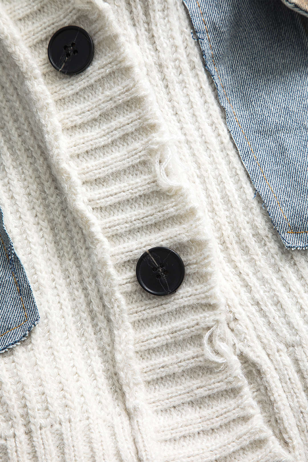 Knit Denim Patchwork Cardigan - Image 3
