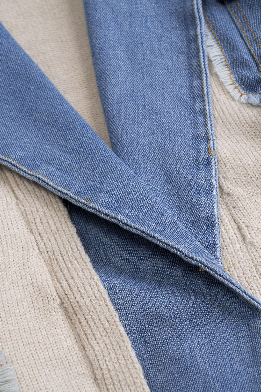 Ripped Pocket Patchwork Sweater Cardigan - Image 3