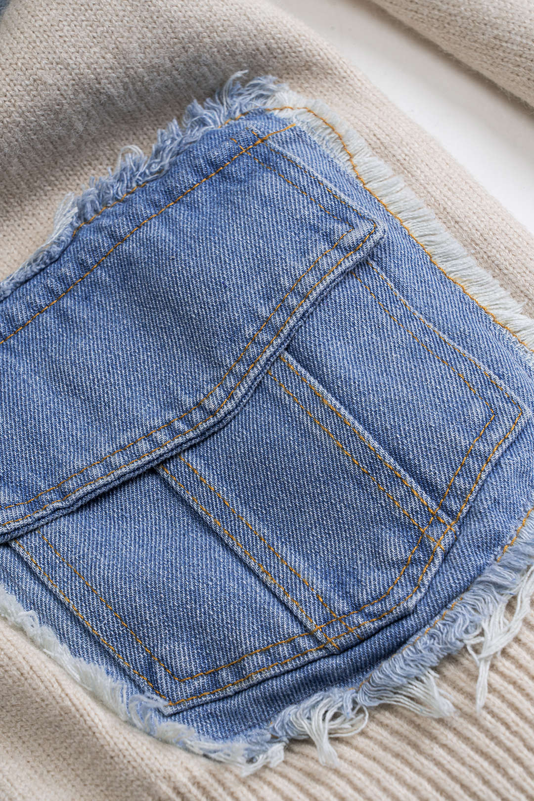 Ripped Pocket Patchwork Sweater Cardigan - Image 4