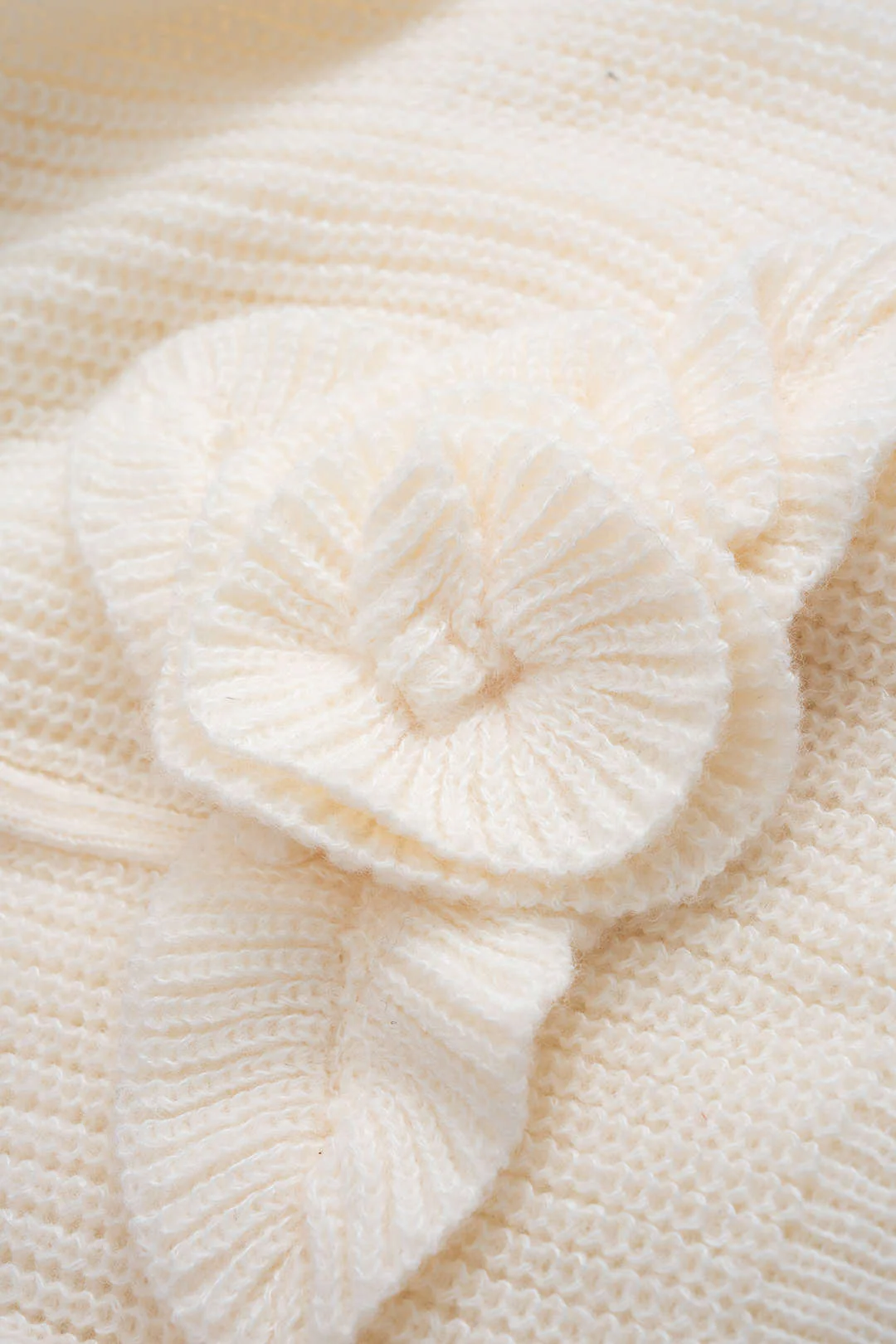 Wool 3D Floral V-Neck Cardigan - Image 4