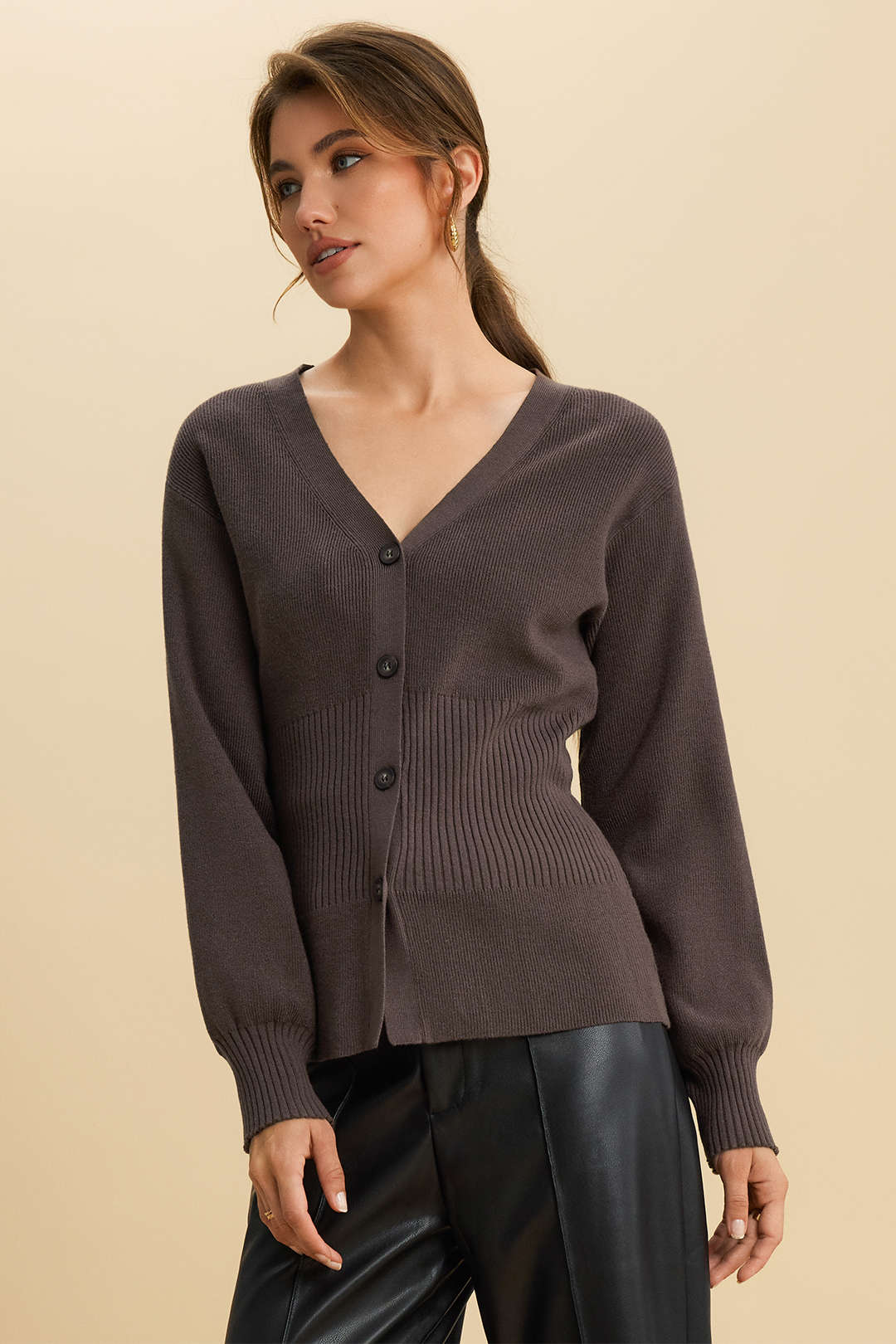 Knit Button Sweater Cardigan - Image 4
