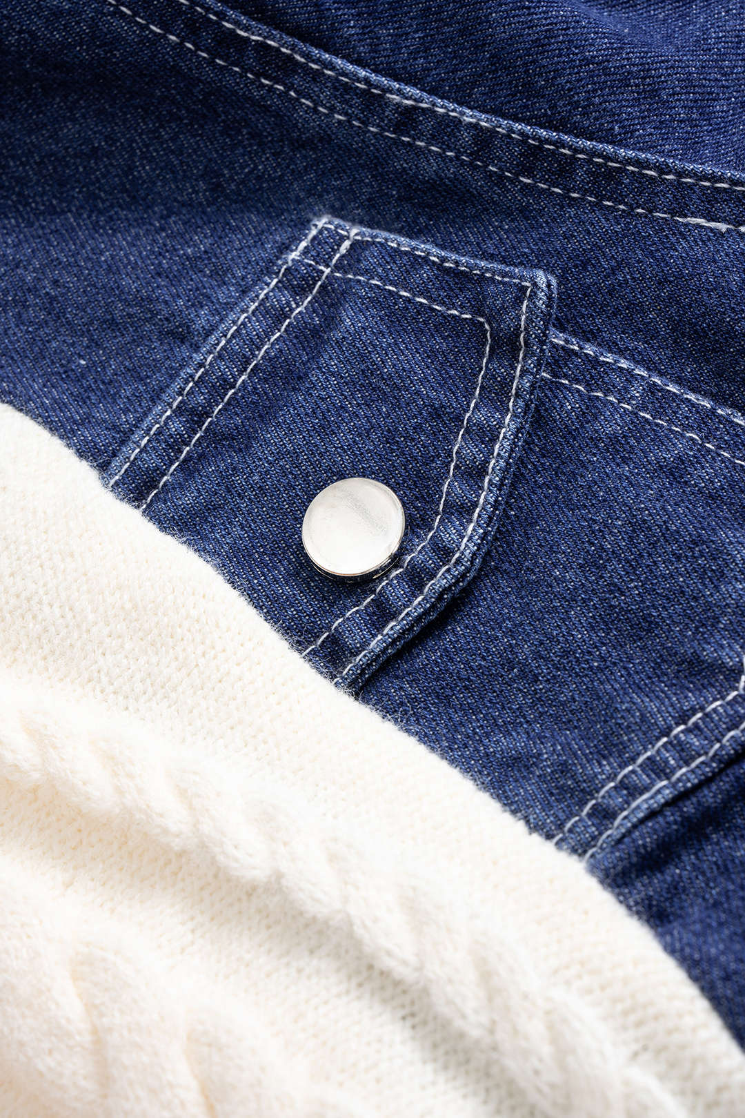 Patchwork Button Cable Sweater Cardigan - Image 4