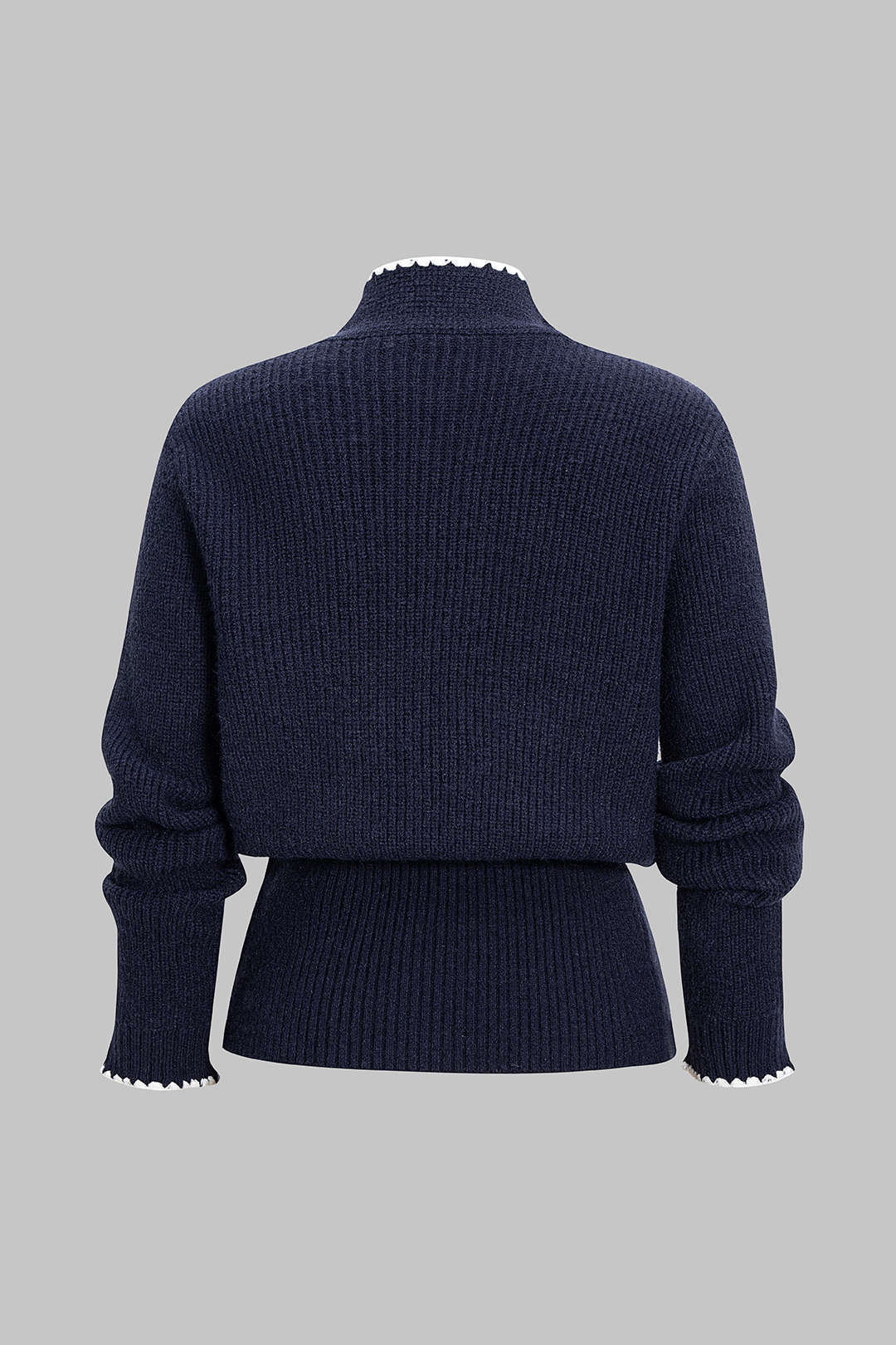 Plus Size Knit Button Knotted Cardigan - Image 2