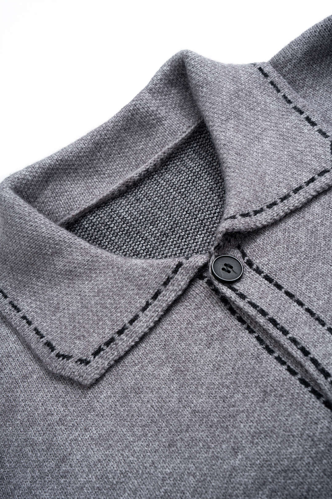 Knit Contrast Line Lapel Cardigan - Image 3