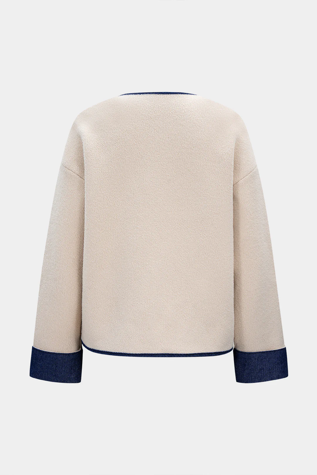 Knitted Denim Patchwork Pocket Cardigan - Image 3
