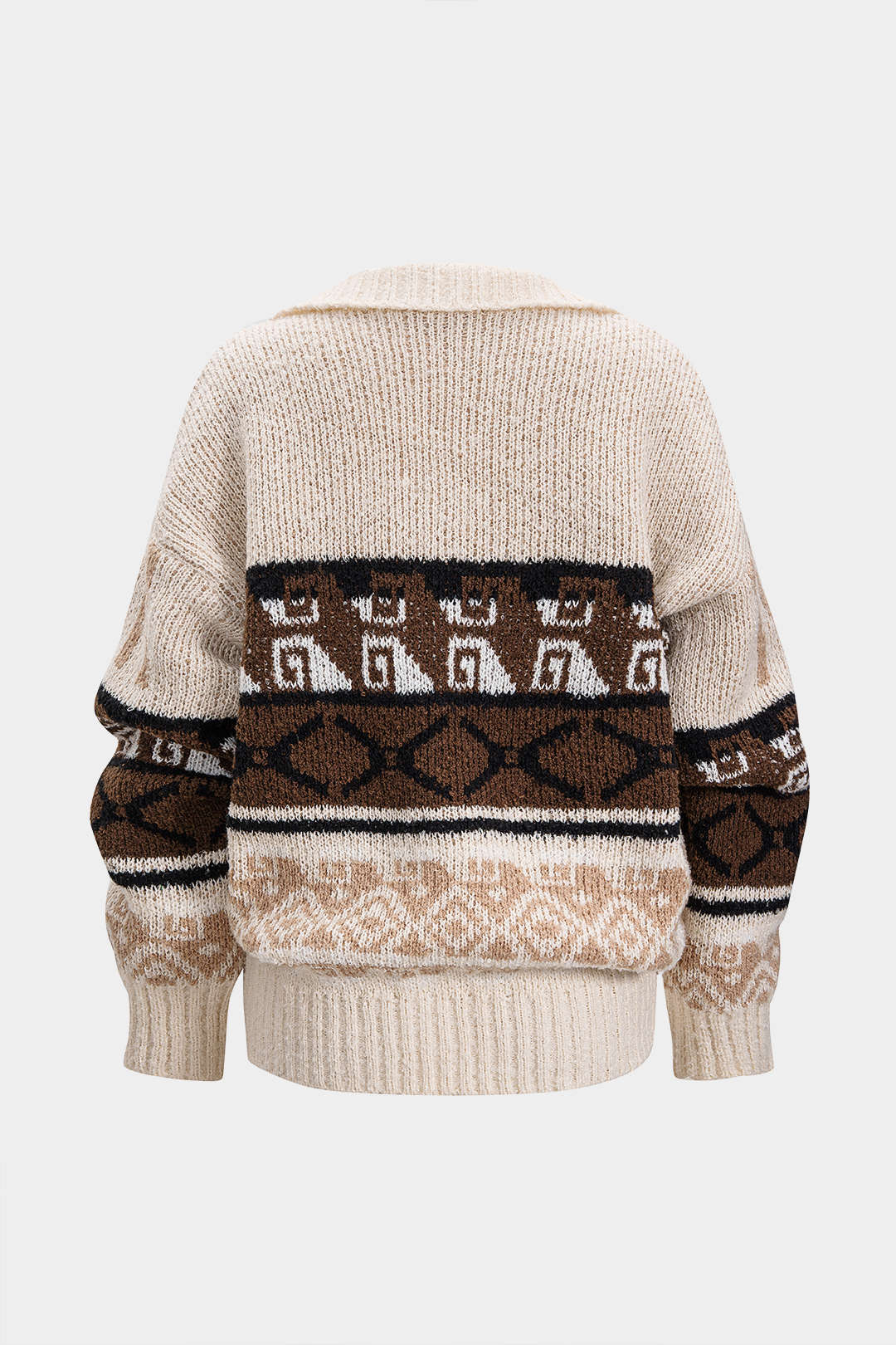Knit Fair Island Print Button Cardigan - Image 2