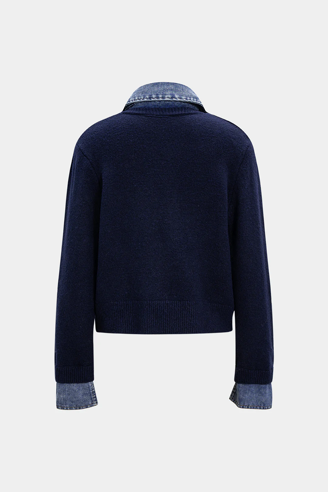 Knit Denim Patchwork Cardigan - Image 3