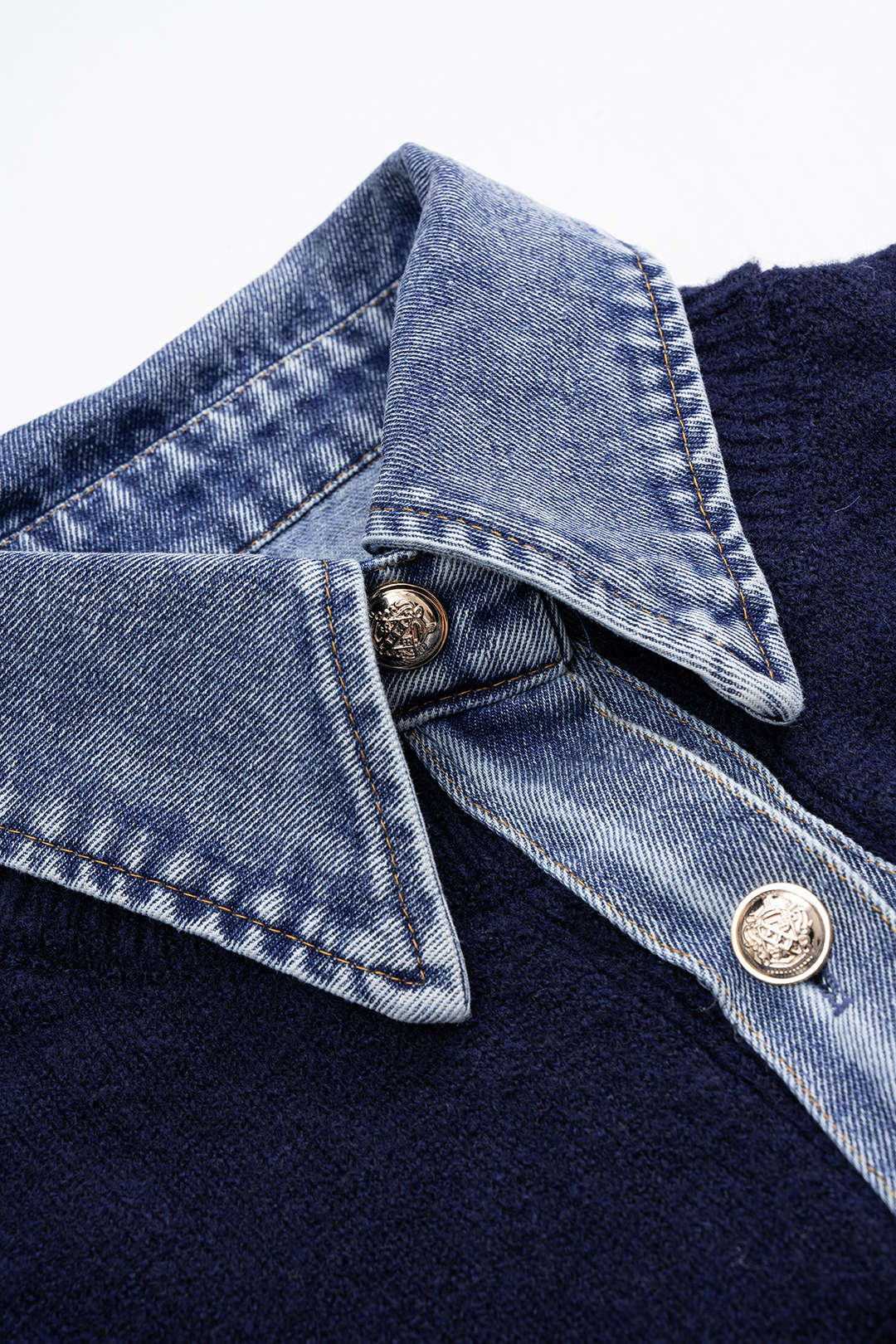 Knit Denim Patchwork Cardigan - Image 4