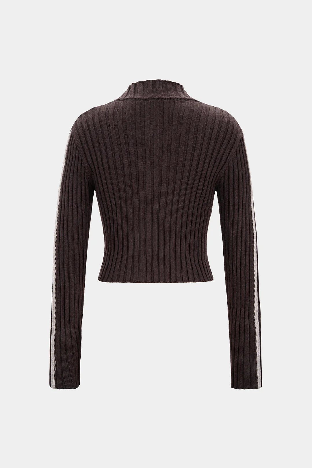 Knit Ribbed Zipper Cardigan - Image 2