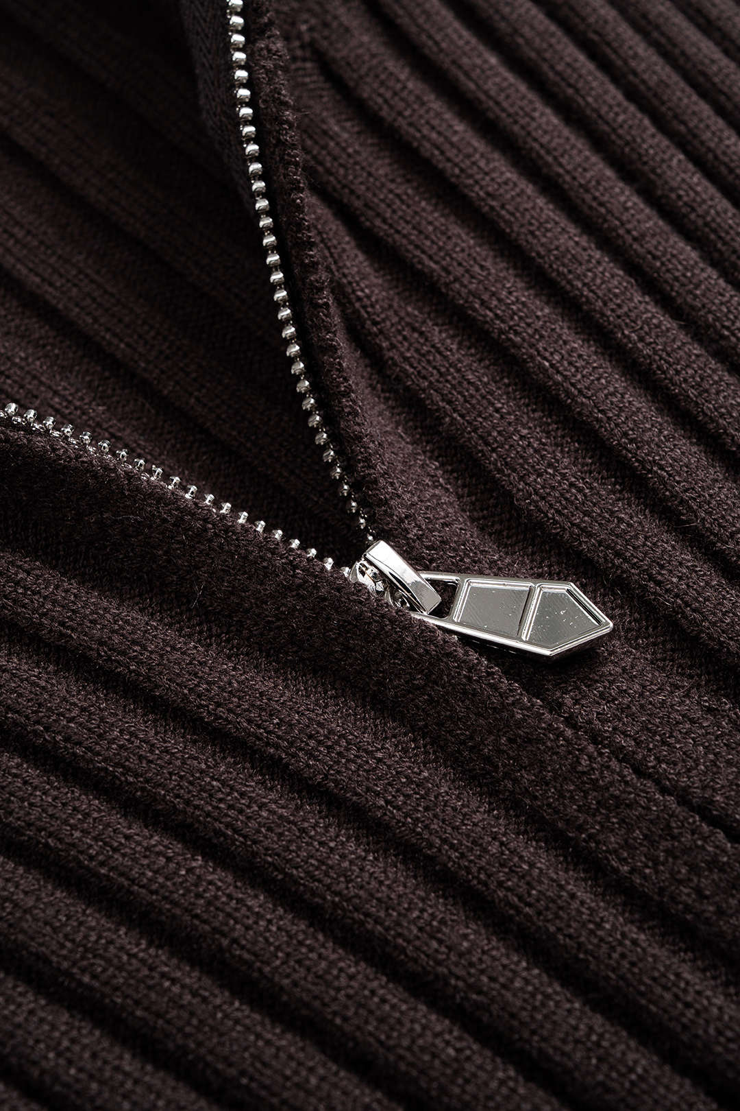 Knit Ribbed Zipper Cardigan - Image 3