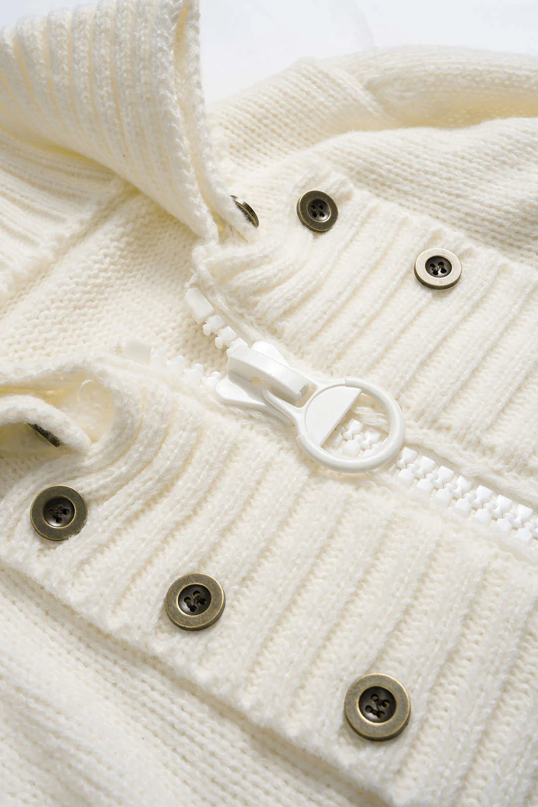 Knit Double Breasted Zipper Cardigan - Image 3