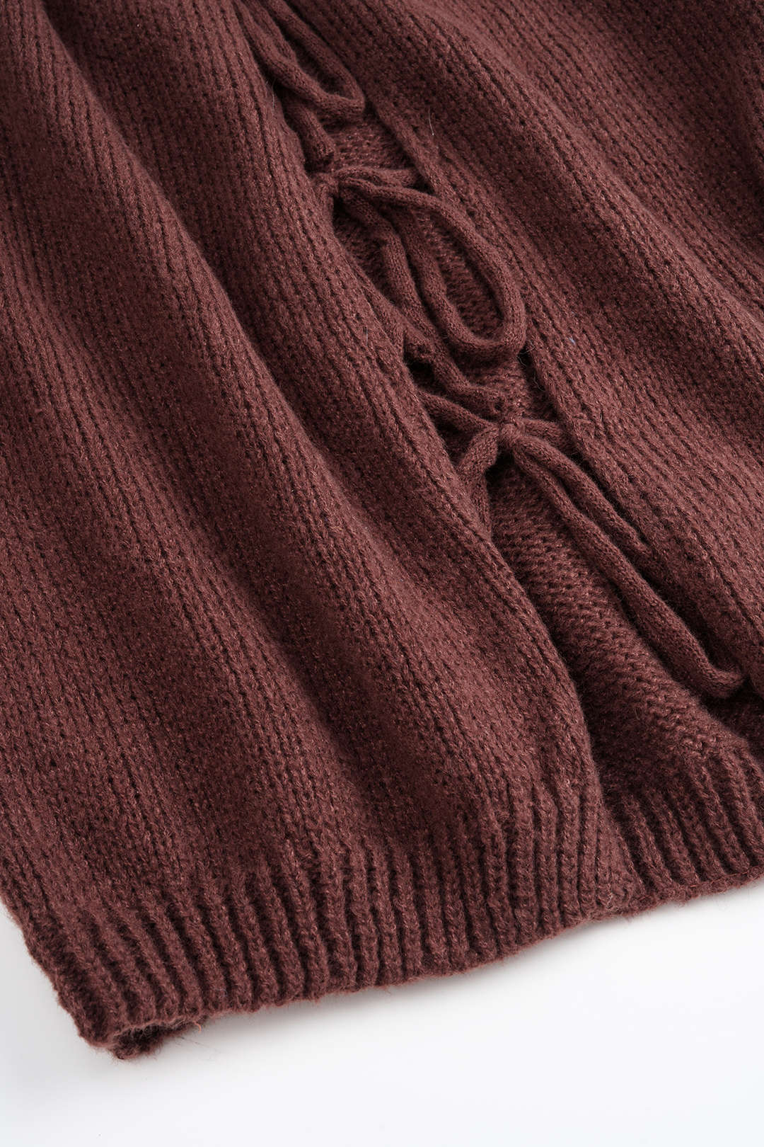 Knit Round Neck Tie-Up Cardigan - Image 8