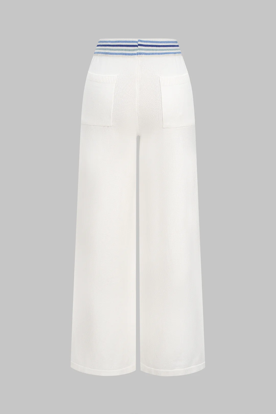 Knit Button Contrast Wide Leg Pants - Image 2