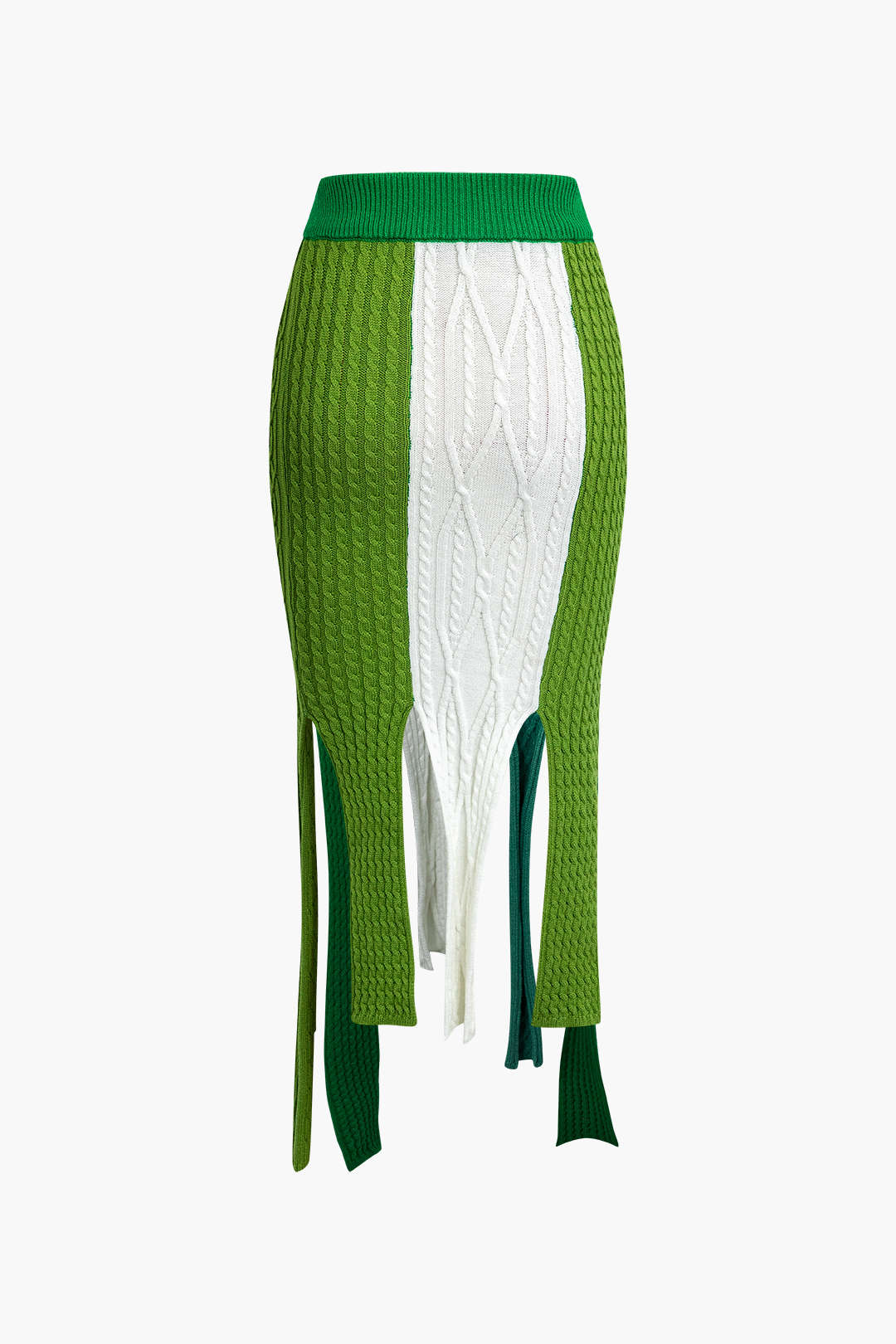 Contrast Fringe Hem Knit Midi Skirt - Image 2