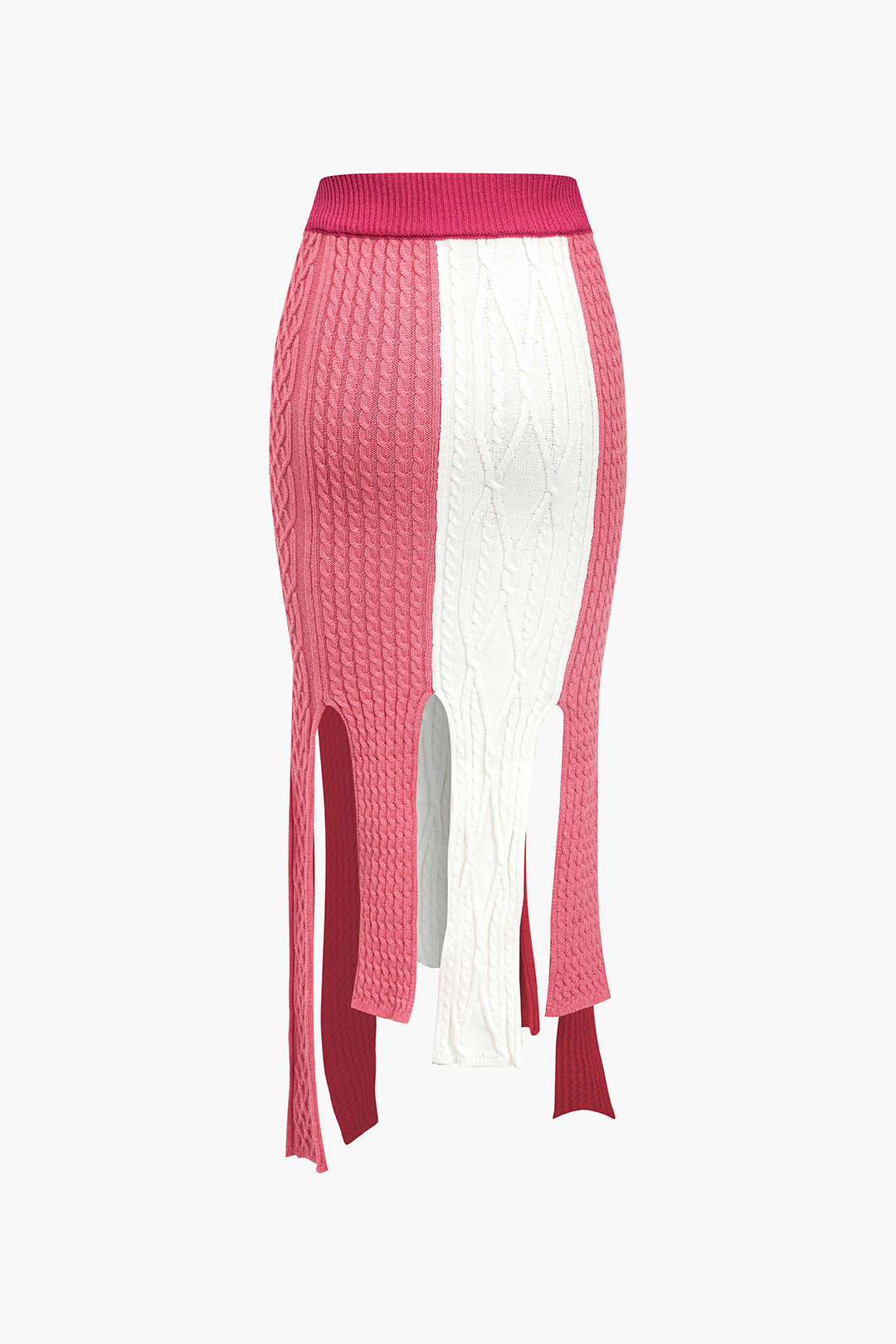 Contrast Fringe Hem Knit Midi Skirt - Image 6