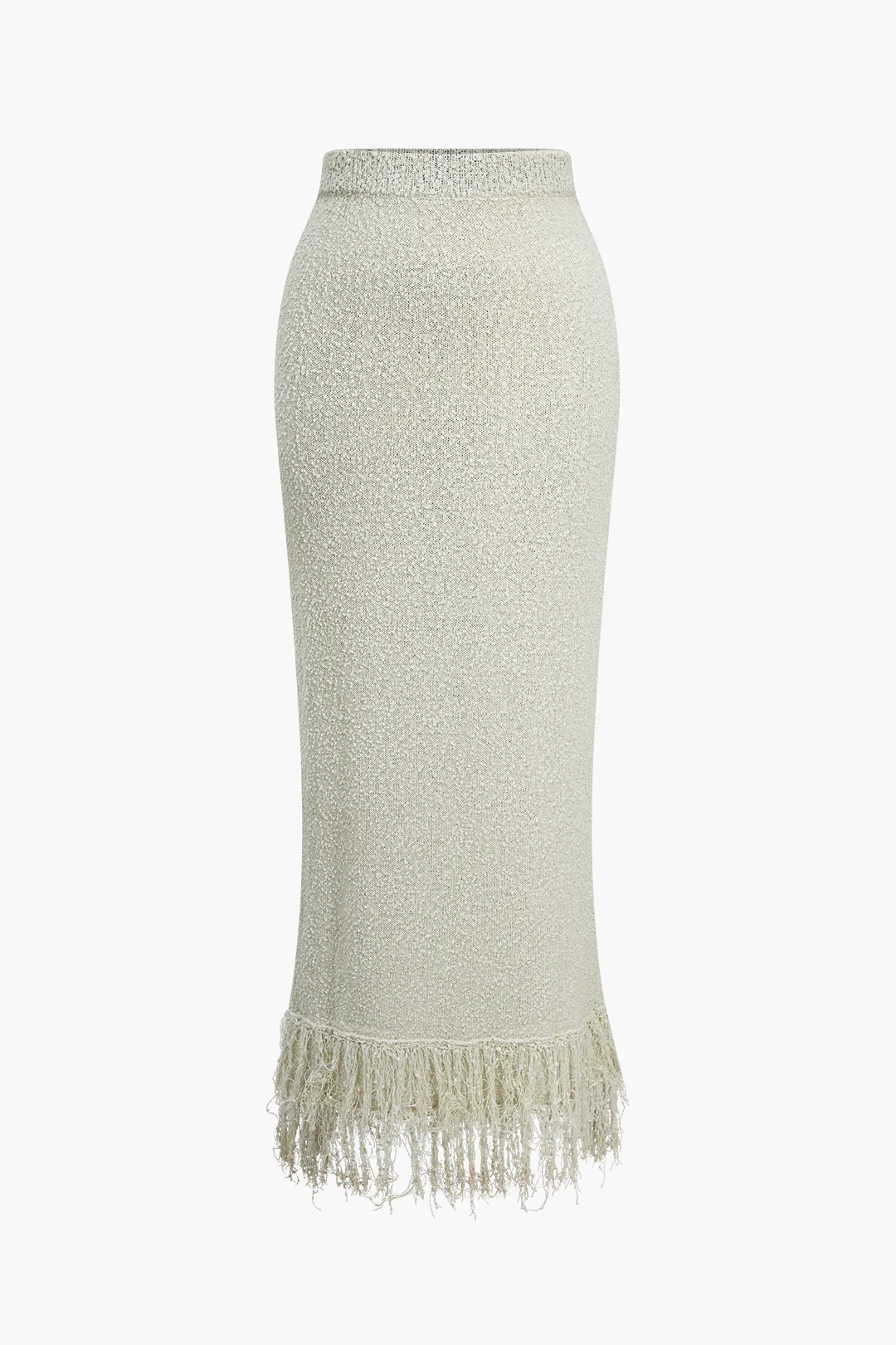 Solid Sweater Fringe Maxi Skirt - Image 2