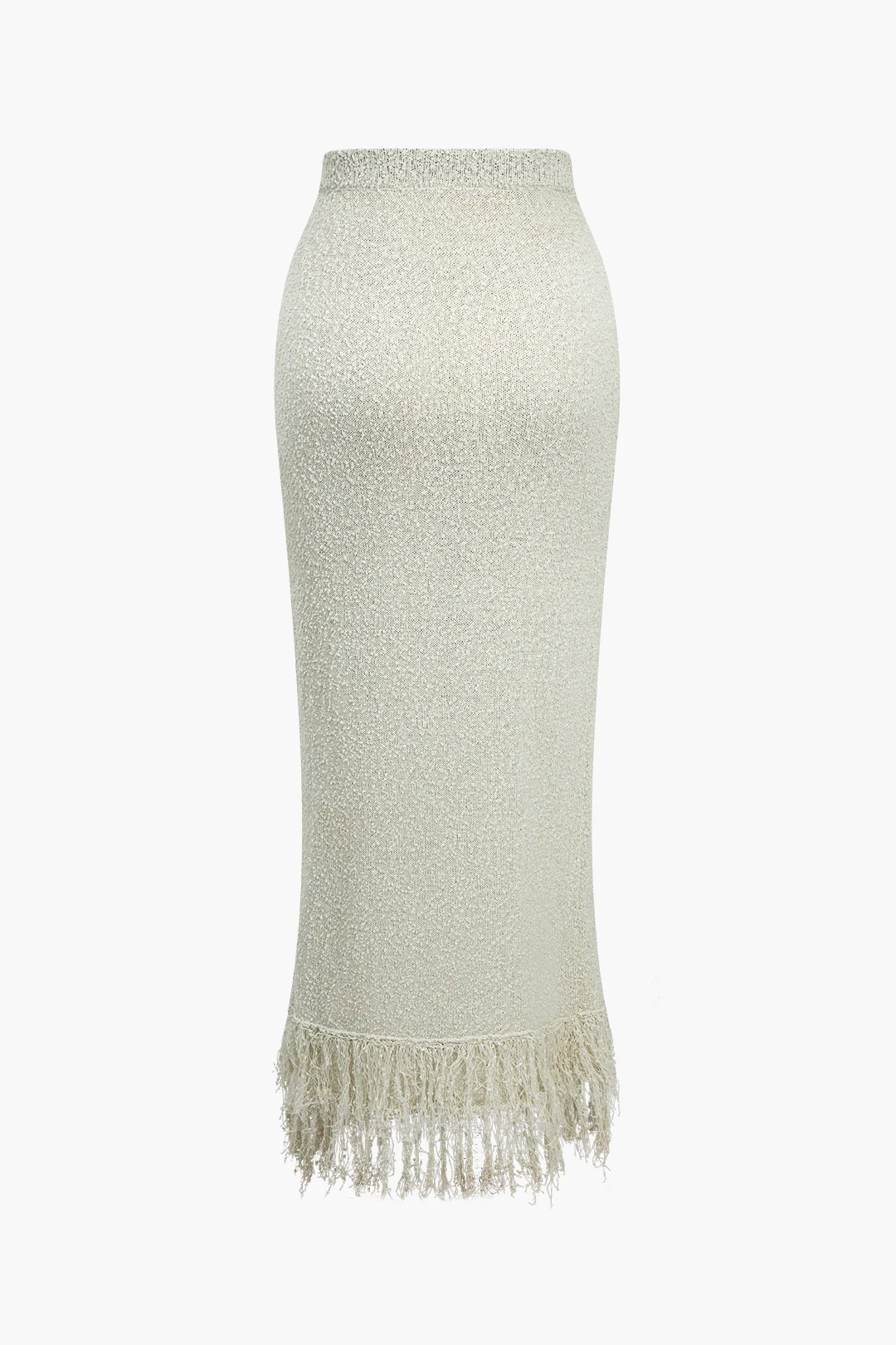 Solid Sweater Fringe Maxi Skirt - Image 3