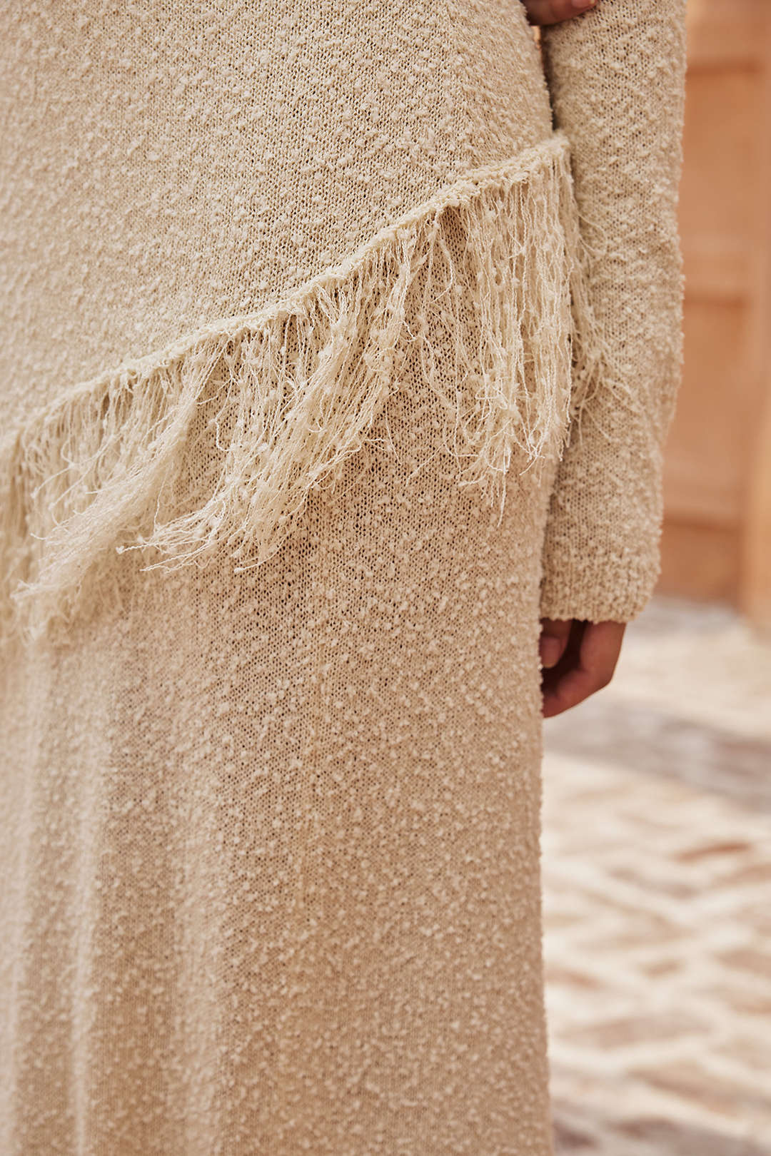 Solid Sweater Fringe Maxi Skirt - Image 9
