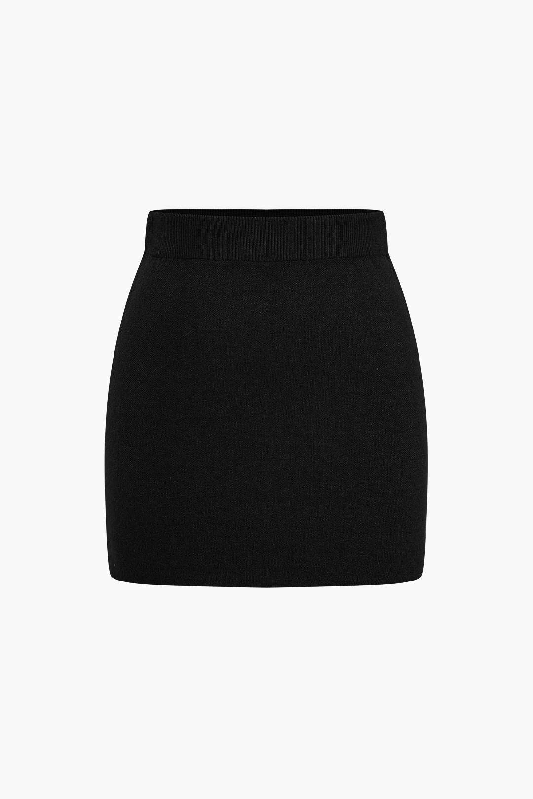 Basic Solid Knit Mini Skirt - Image 6