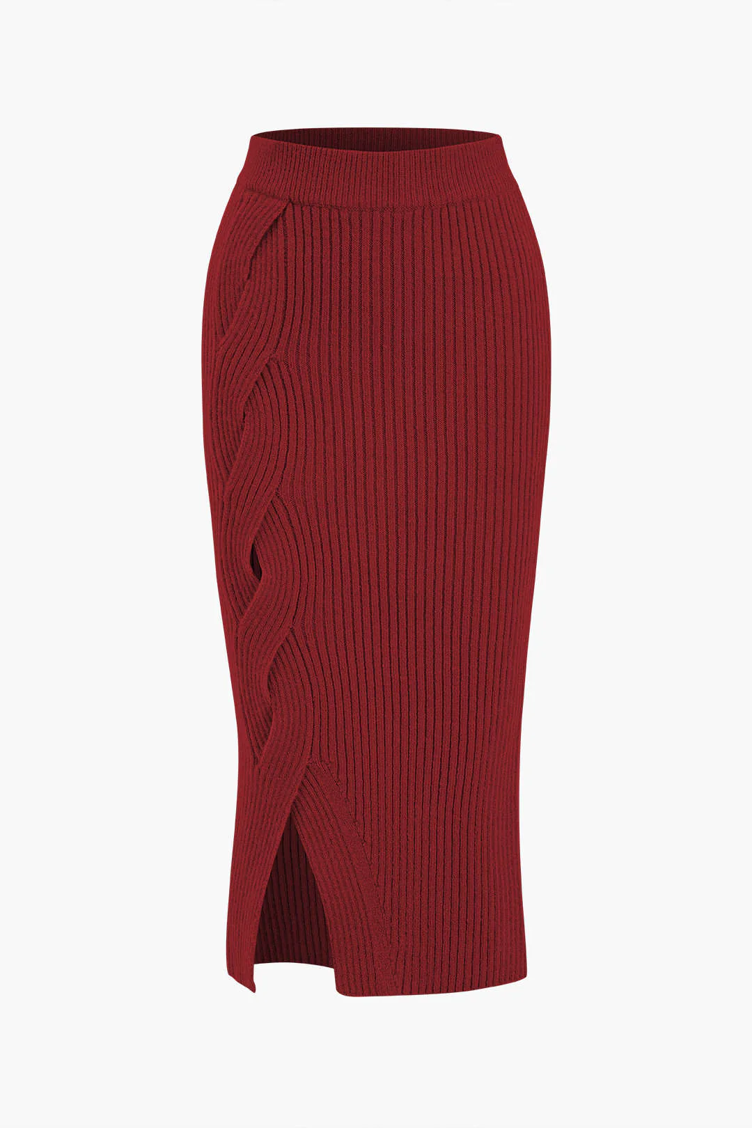 Crossed Sweater Asymmetrical Midi Skirt - Image 8