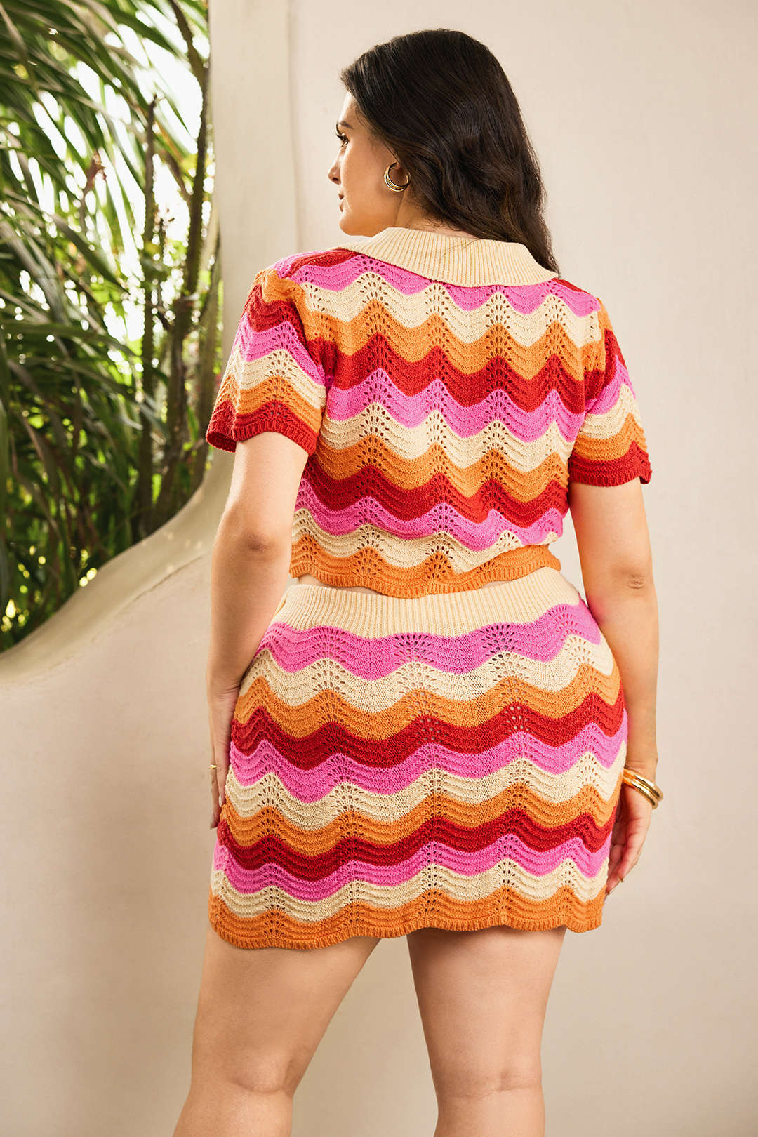 Plus Size Contrast Knit Cut Out Skirt - Image 13