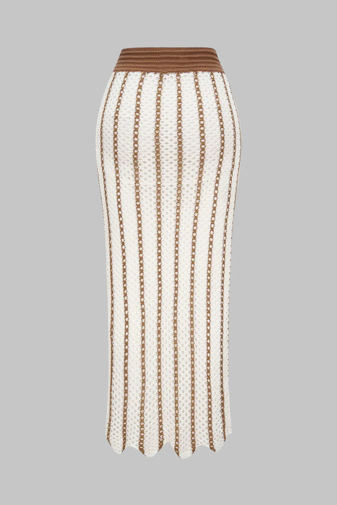 Knit Contrast Hollow Out Skirt - Image 2