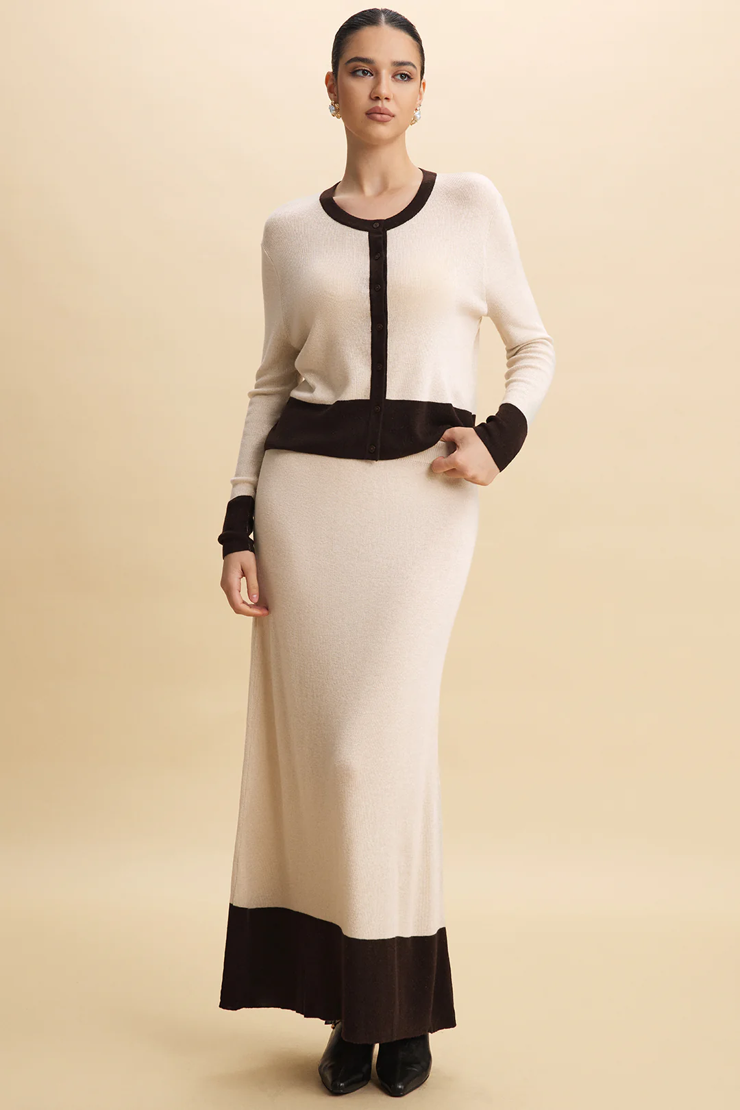 Knit Contrast Ruched Skirt - Image 2