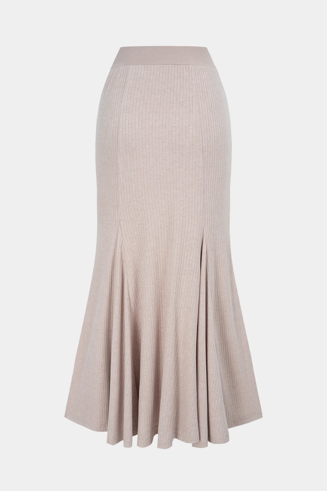 Knit Button Irregular Hem High Waist Slit Skirt - Image 2