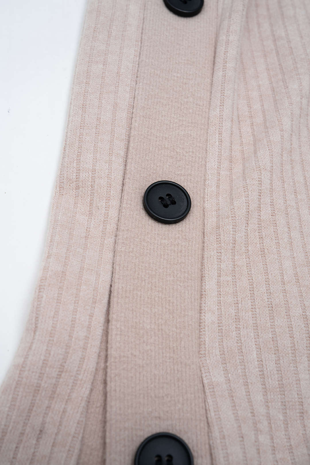 Knit Button Irregular Hem High Waist Slit Skirt - Image 3