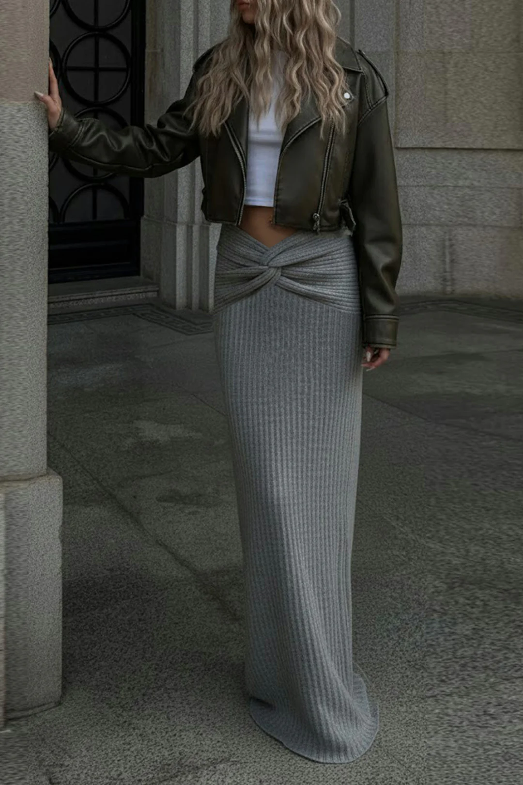 Knit Solid Twist Knot Skirt - Image 6