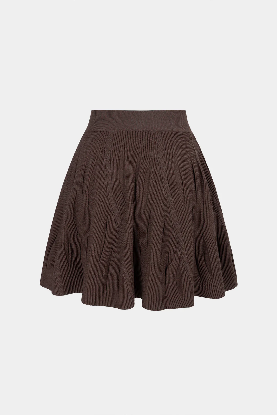 Knit Texture Ruched A-Line Skirt - Image 3