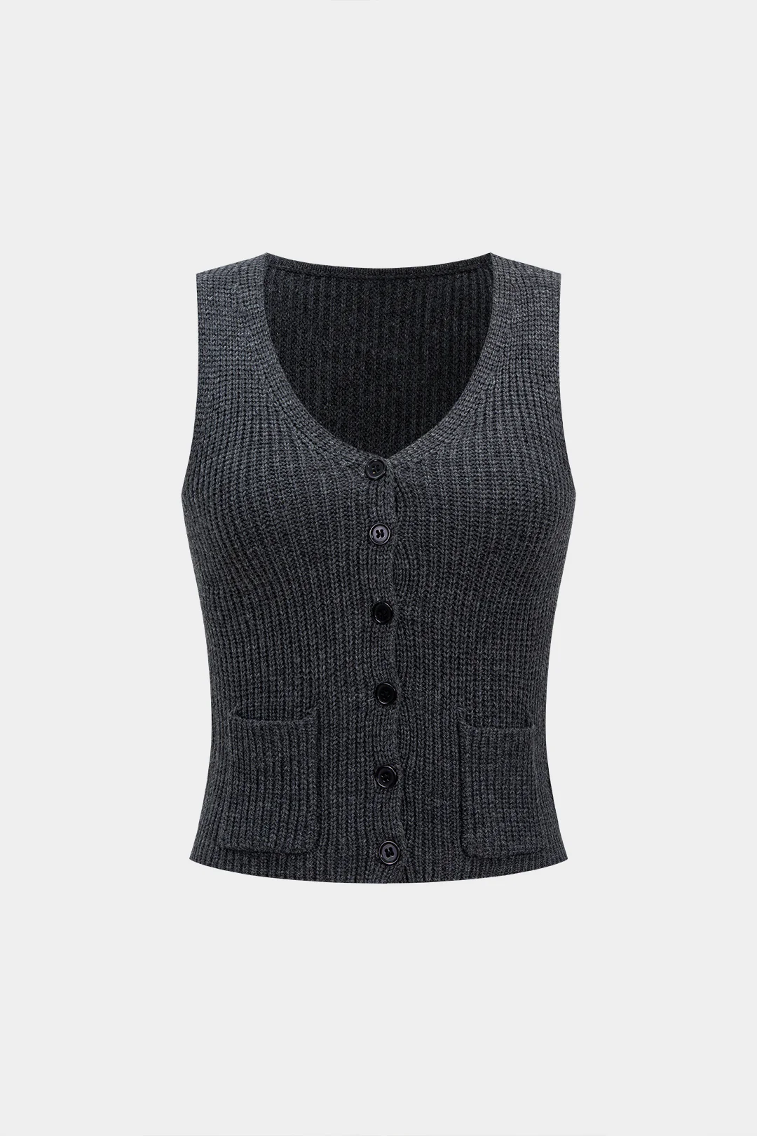 Knit V-neck Button Vest