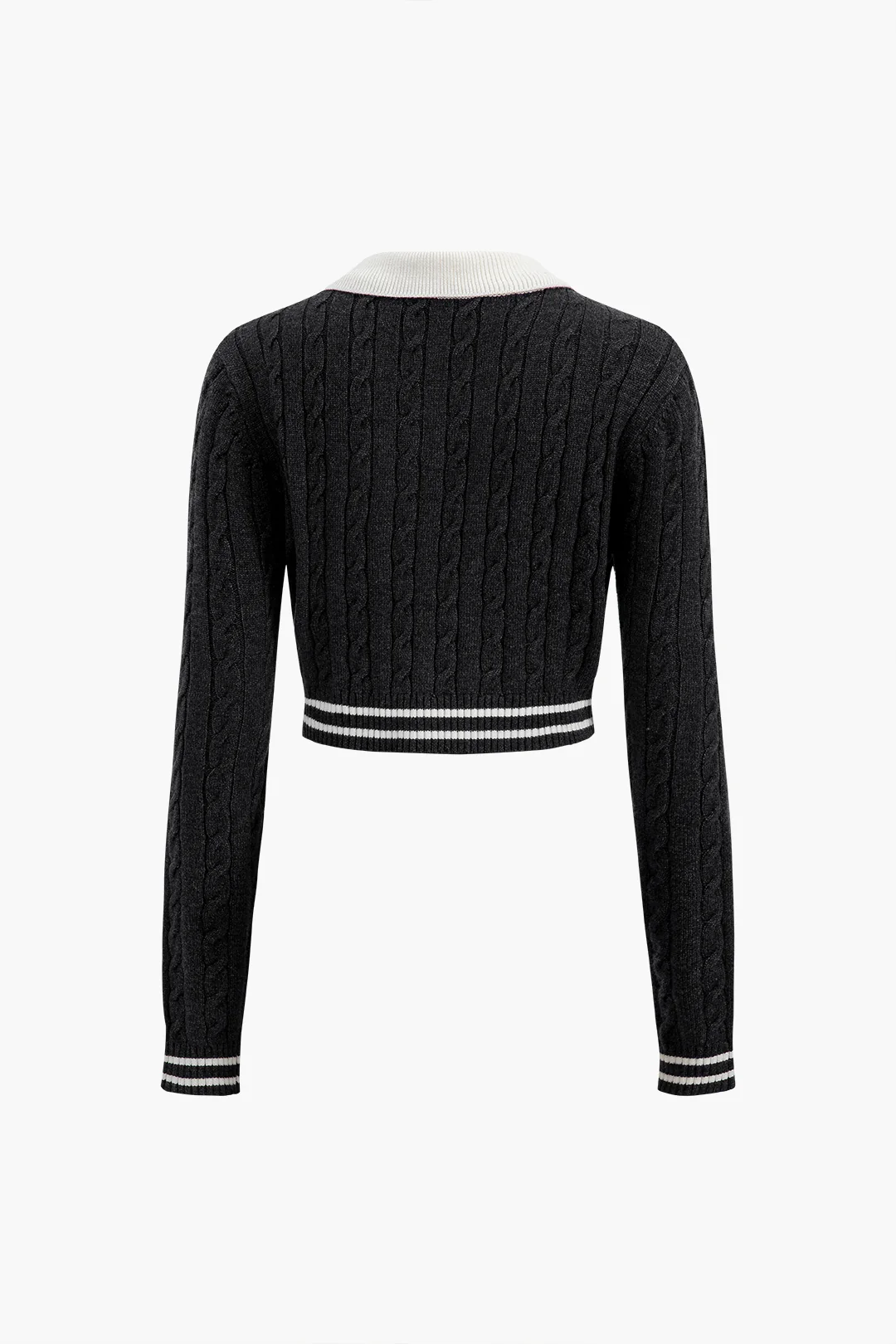 Knit Color Block Button Fake Pockets Long-Sleeve Top - Image 10