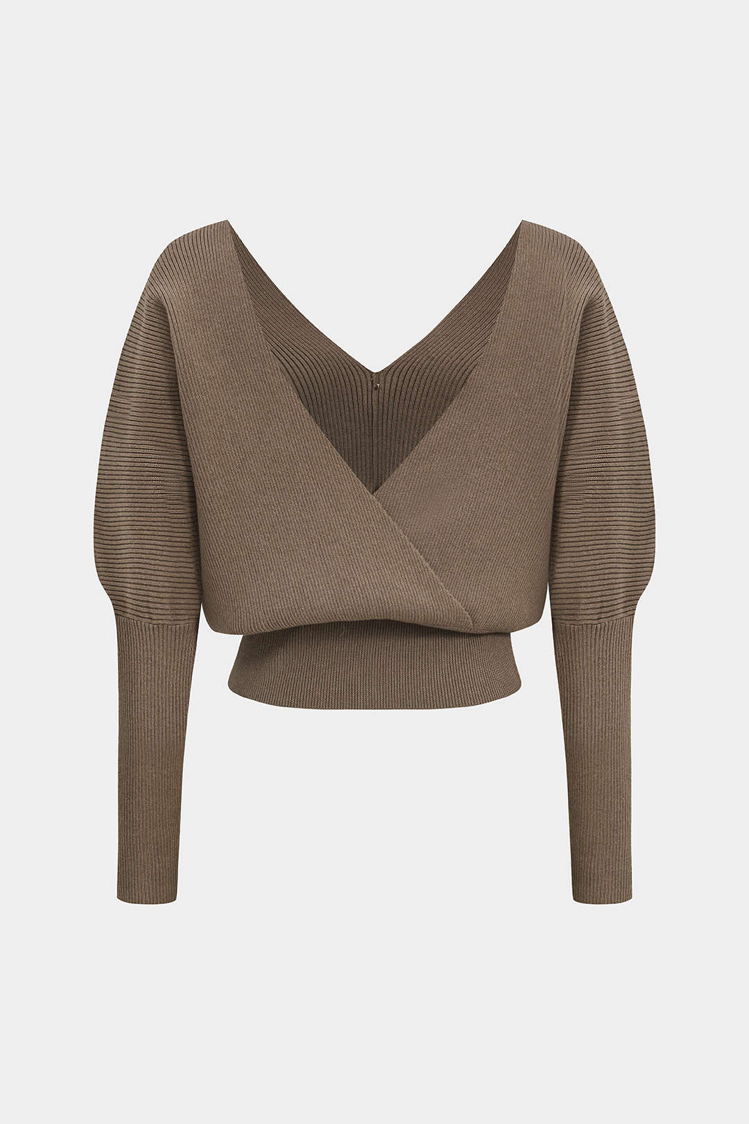 Solid Button V-Neck Sweater Long-Sleeve Top - Image 2