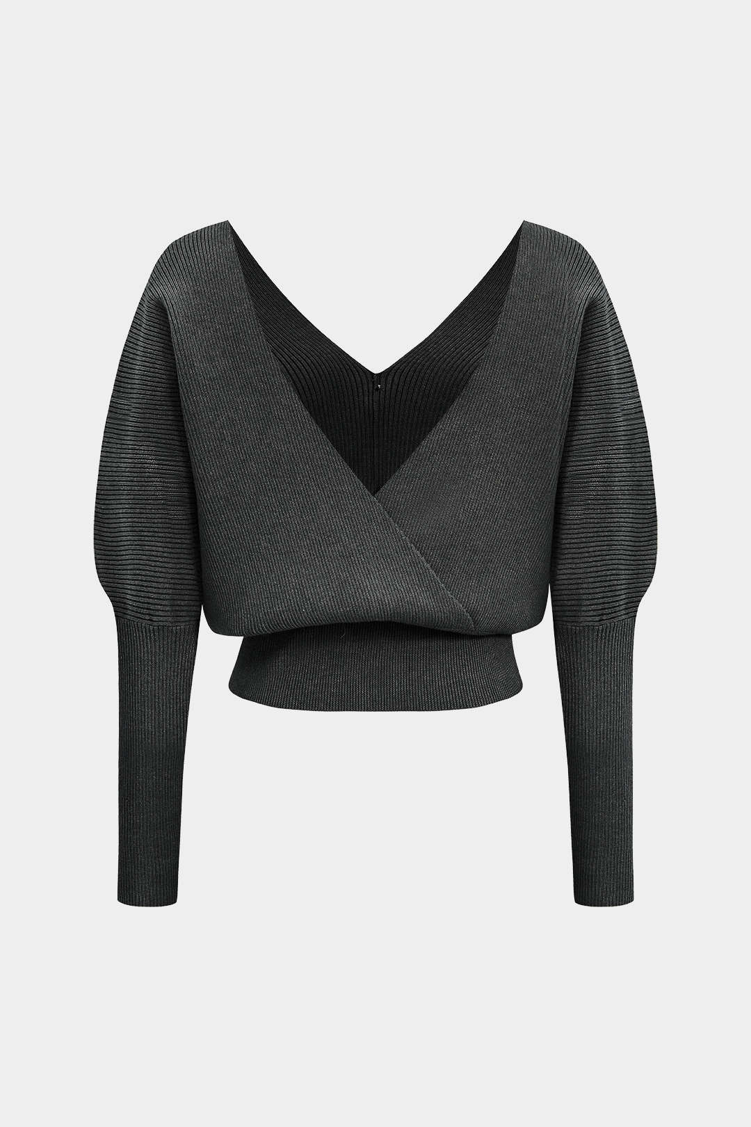 Solid Button V-Neck Sweater Long-Sleeve Top - Image 7