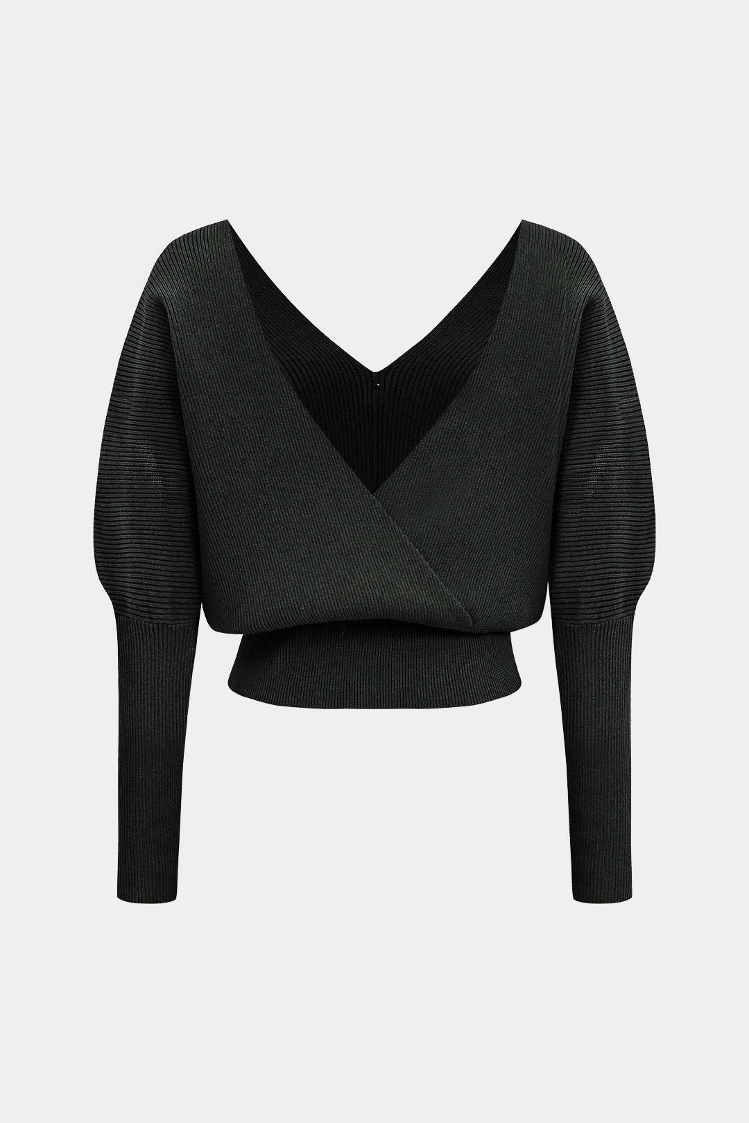 Solid Button V-Neck Sweater Long-Sleeve Top - Image 9